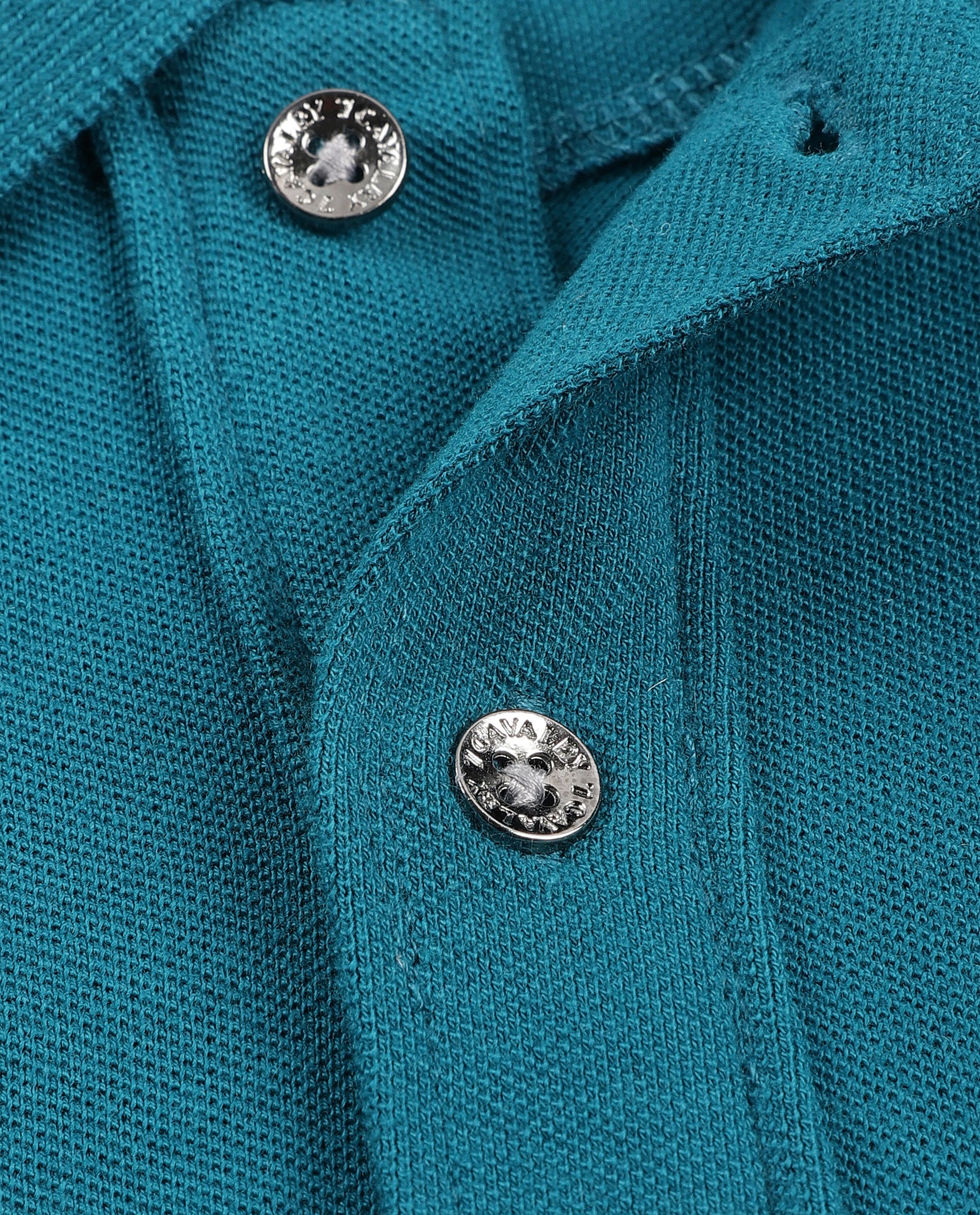 Ocean Teal Pique Polo with Metal Buttons, 7C Metal Badge