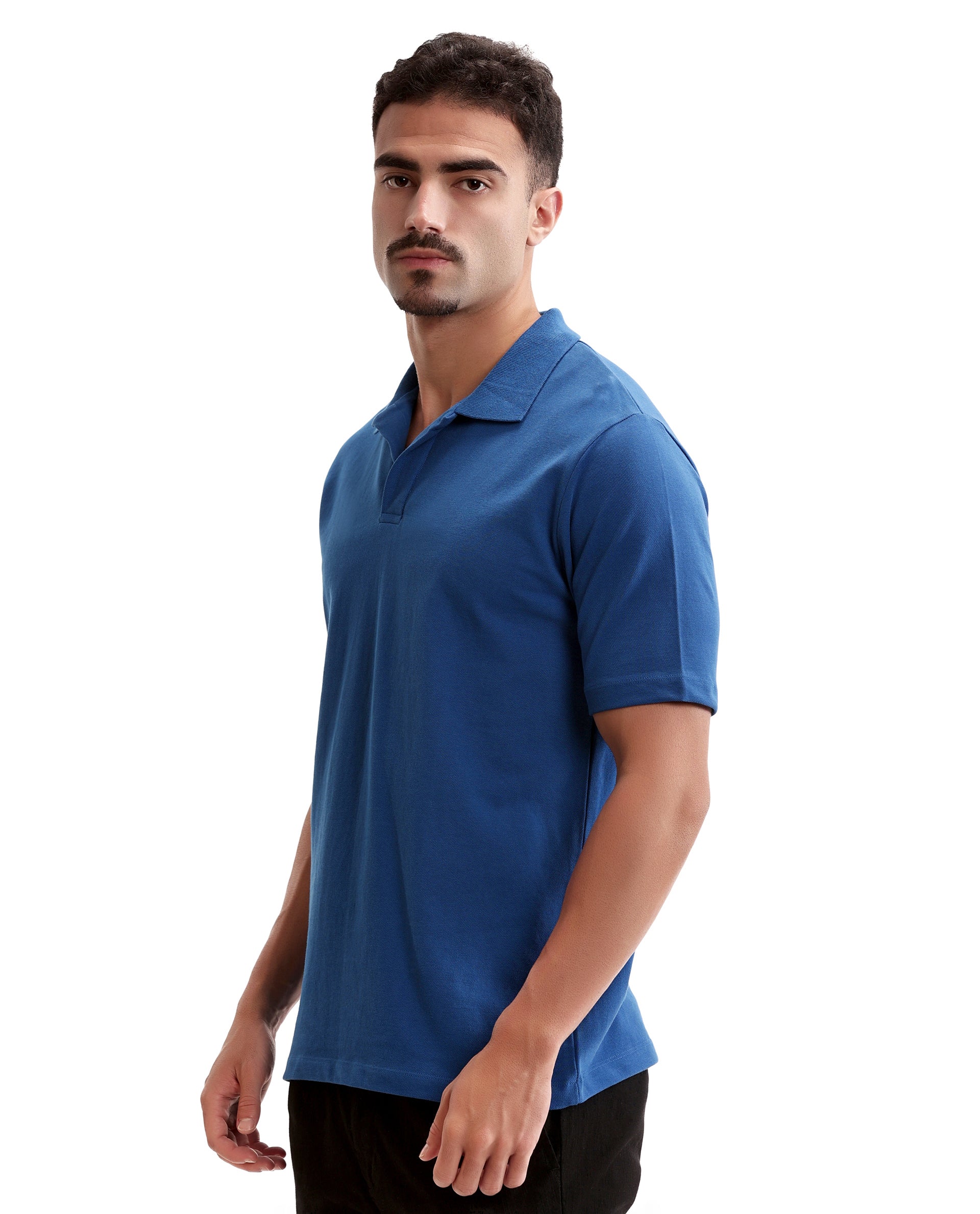 Imperial Prussian Blue Pique Johnny Collar Polo