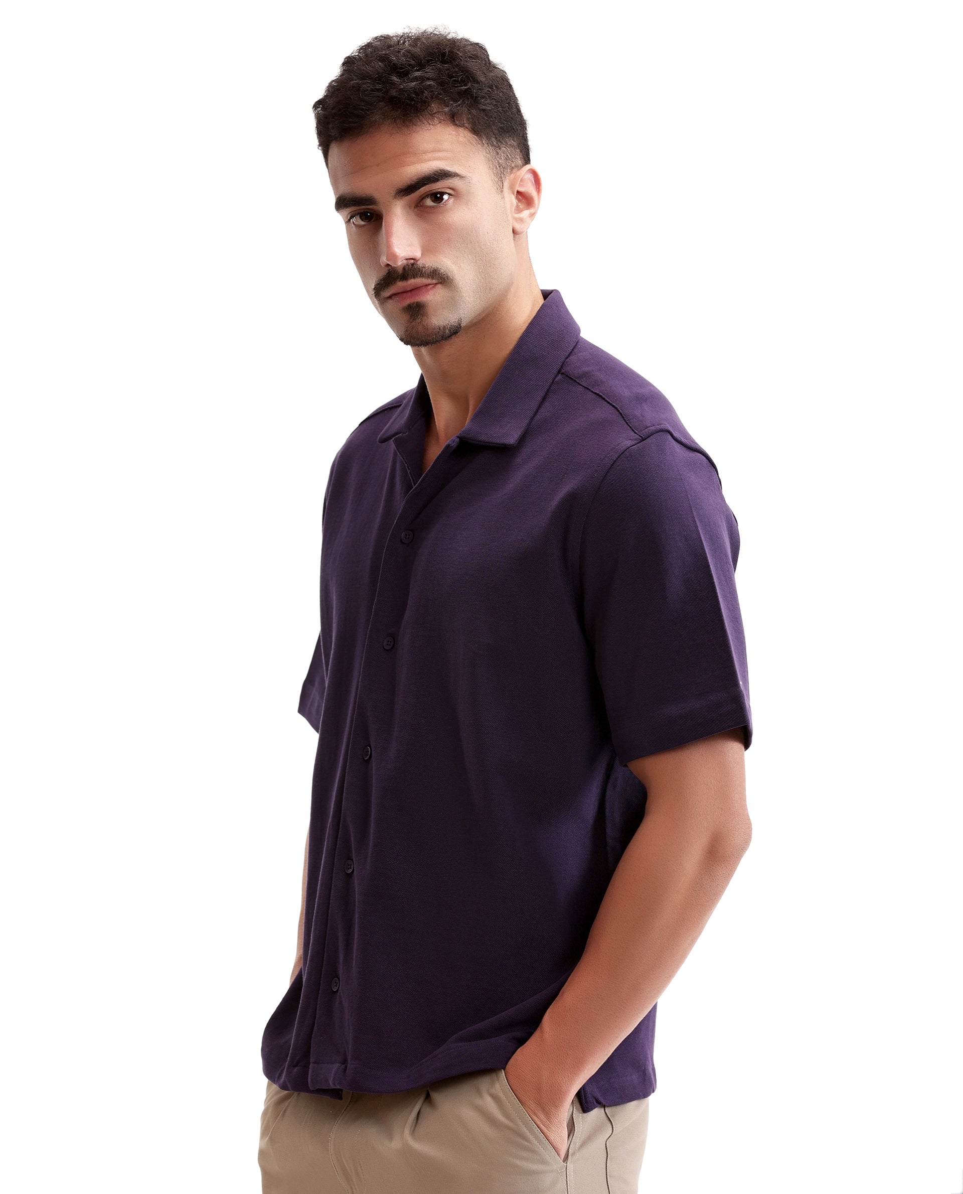 Deep Purple Pique Knit Shirt