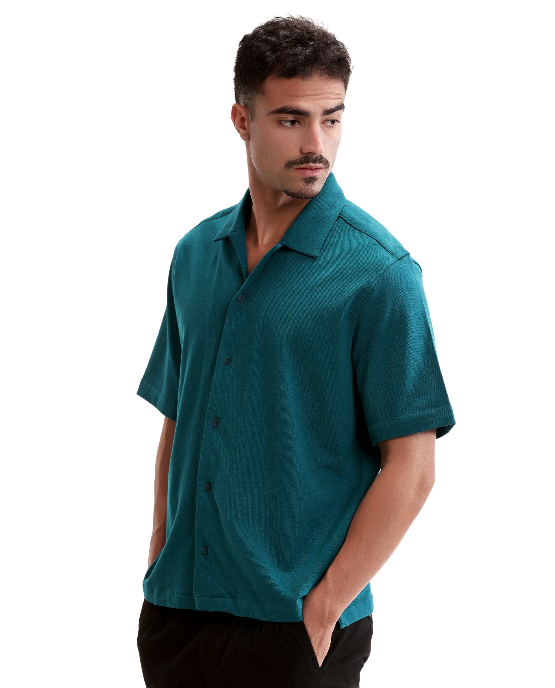 Ocean Teal Pique Knit Shirt