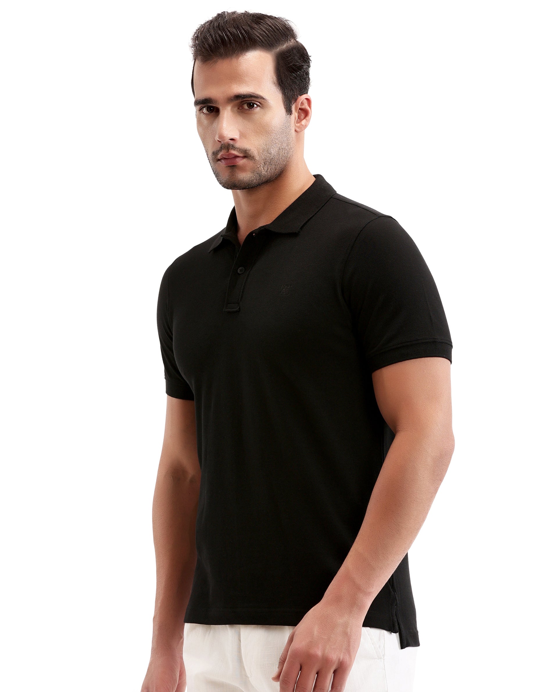 Charcoal Black Pique Polo with Tone-on-Tone 7C Embroidery