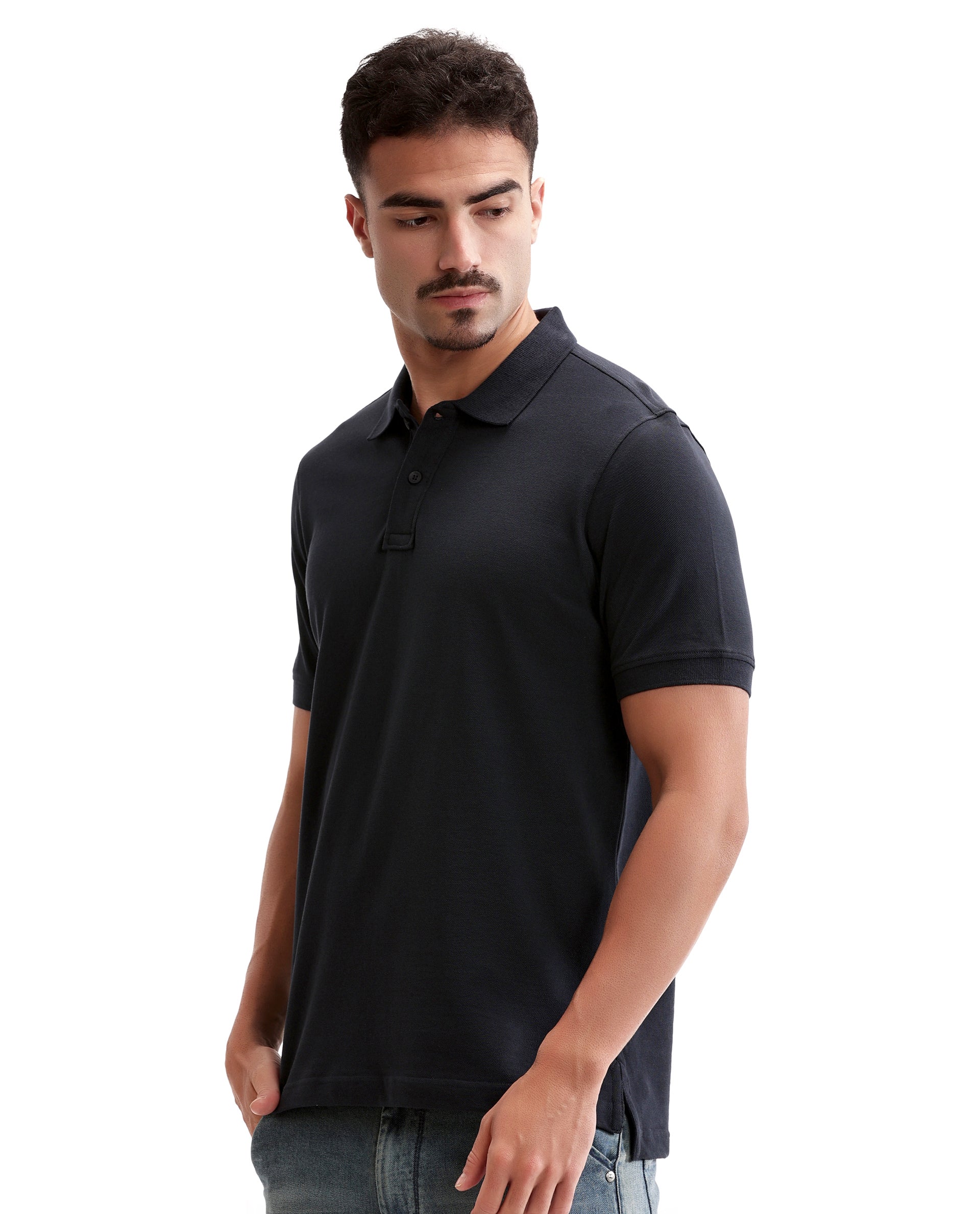 Midnight Navy Blue Pique Polo