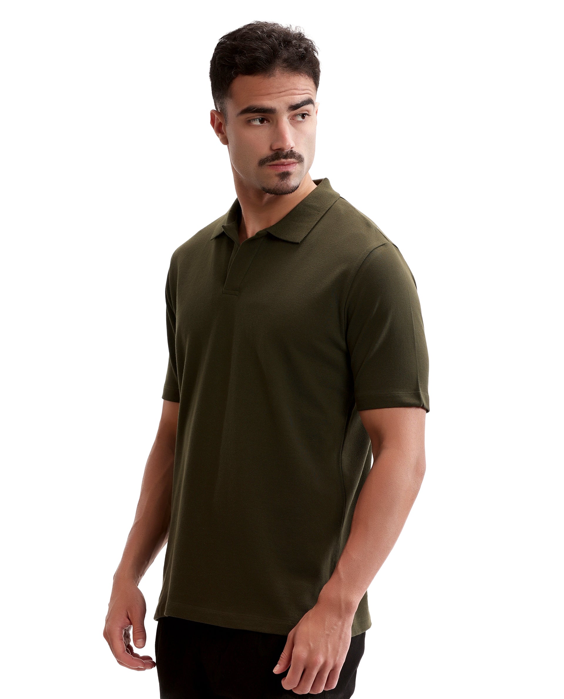 Vintage Olive Pique Johnny Collar Polo
