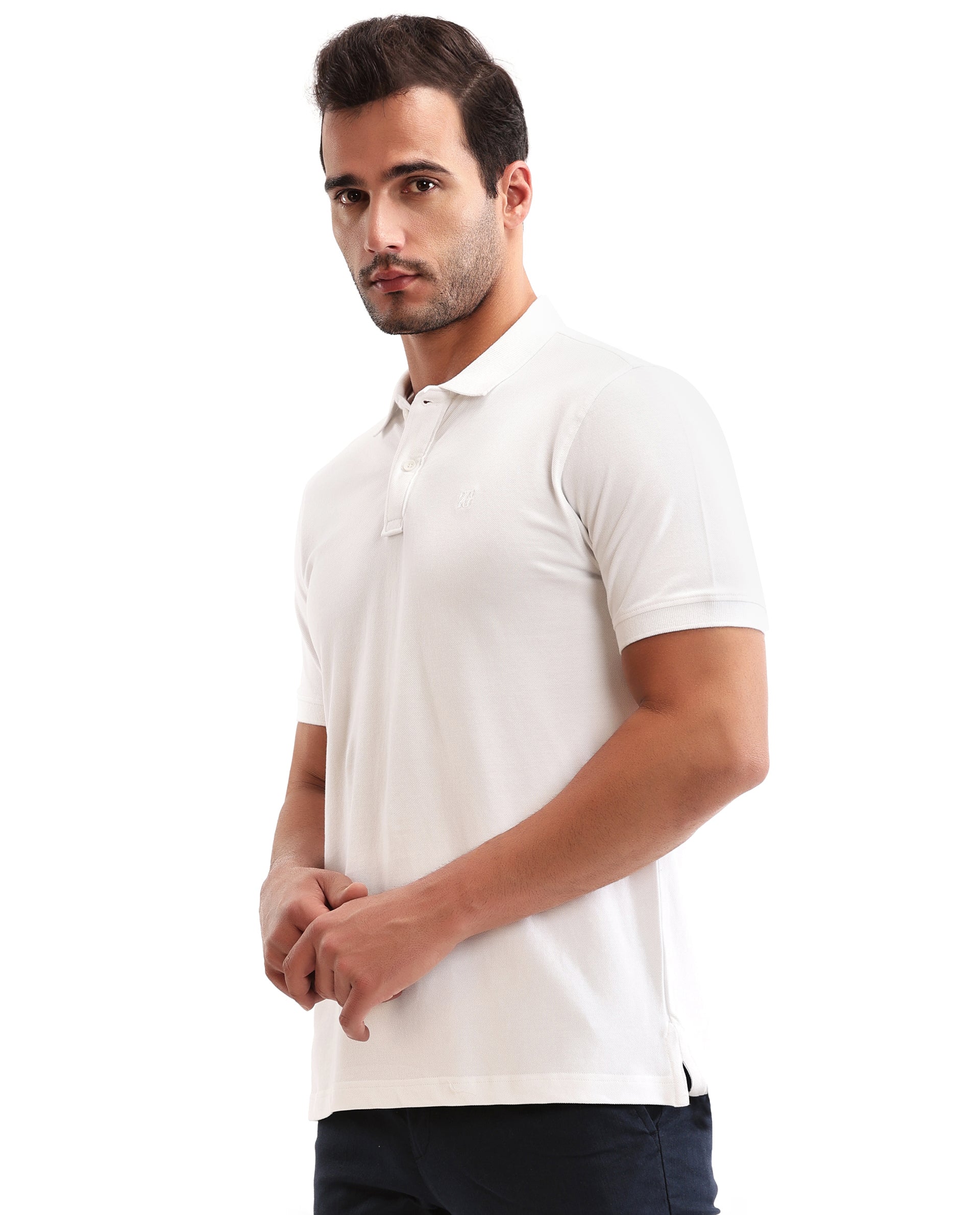Pure White Pique Polo with Tone-on-Tone 7C Embroidery