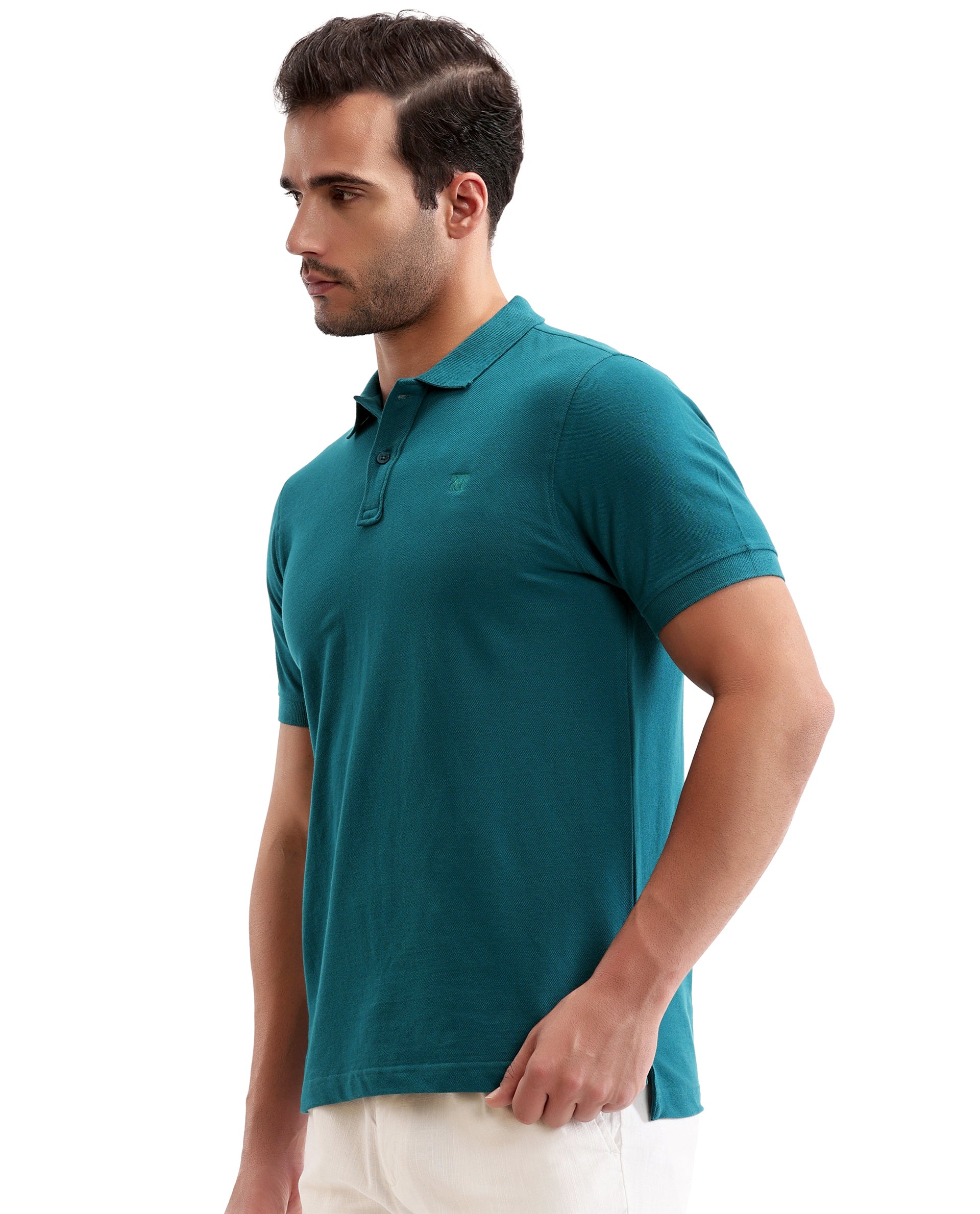 Ocean Teal Pique Polo with Tone-on-Tone 7C Embroidery