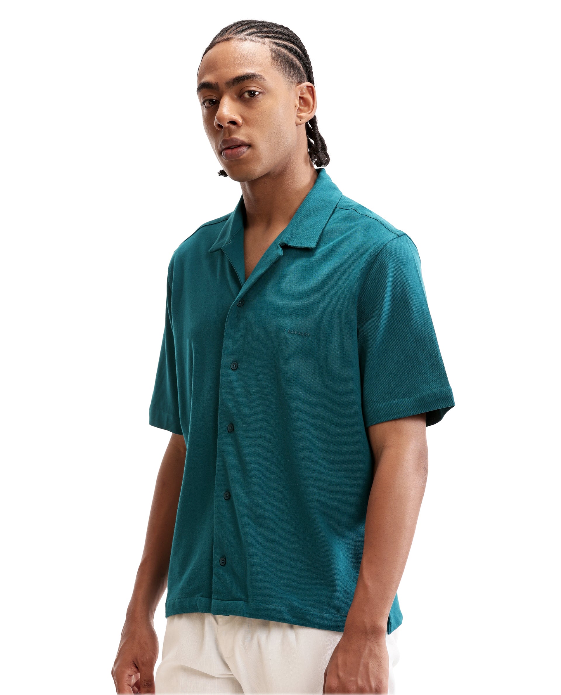 Ocean Teal Pique Knit Shirt with HD Print