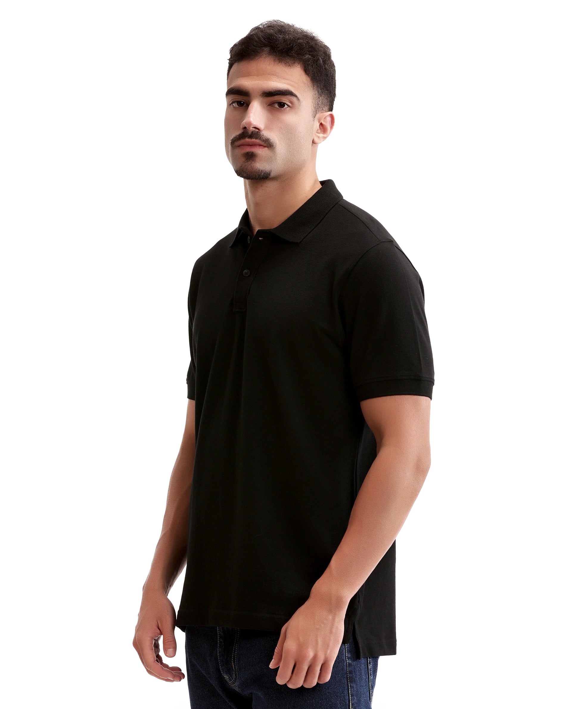 Charcoal Black Pique Polo