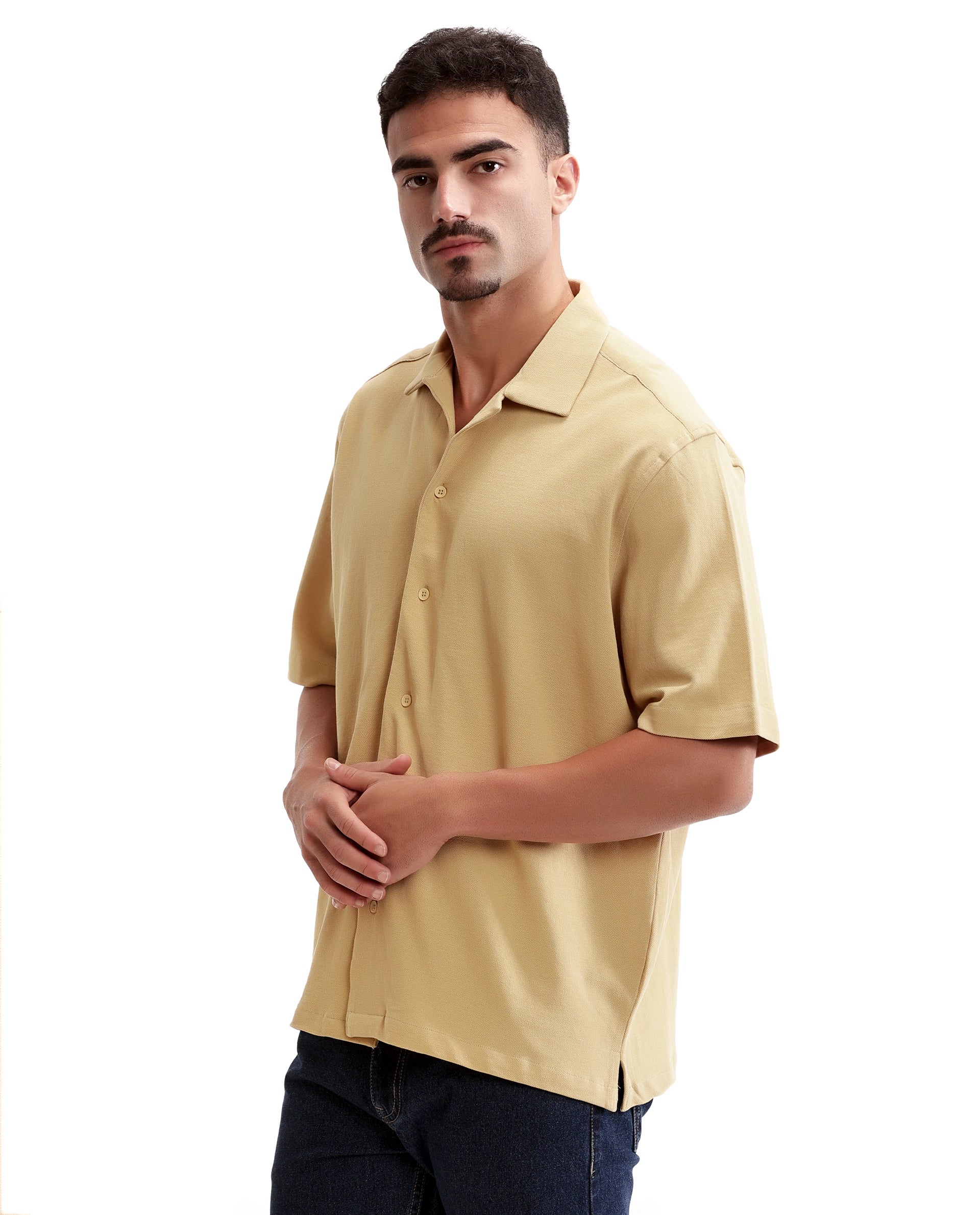 Camel Beige Pique Knit Shirt