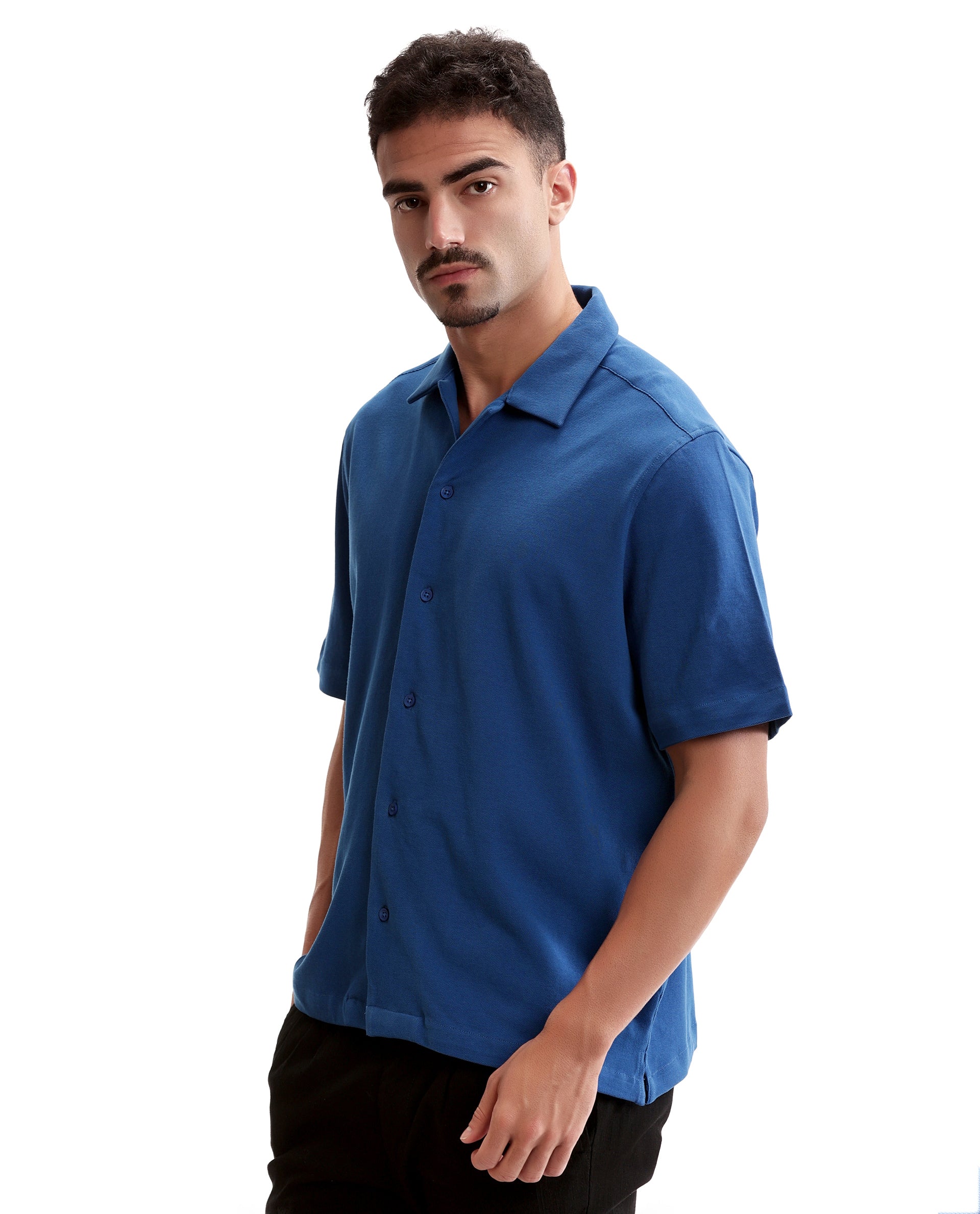 Imperial Prussian Blue Pique Knit Shirt