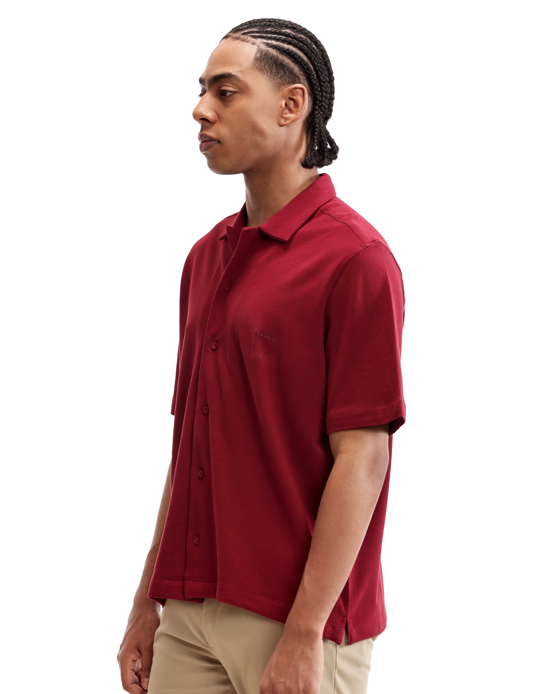 Bordeaux Maroon Pique Knit Shirt with HD Print