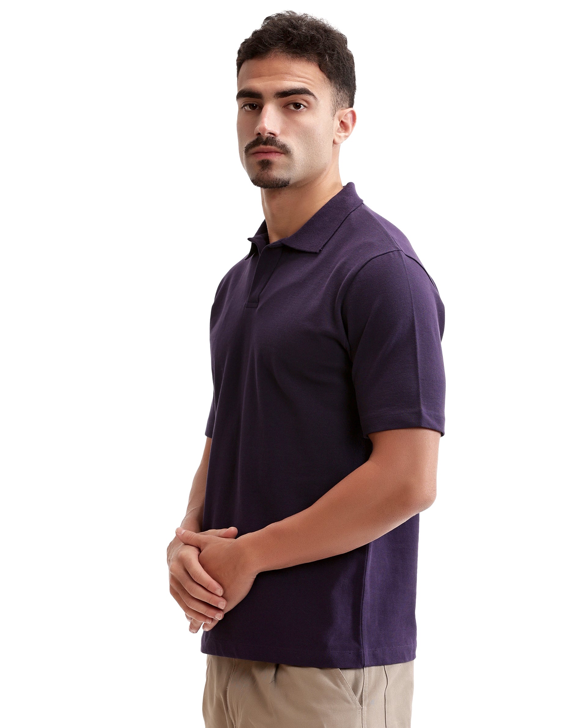 Deep Purple Pique Johnny Collar Polo