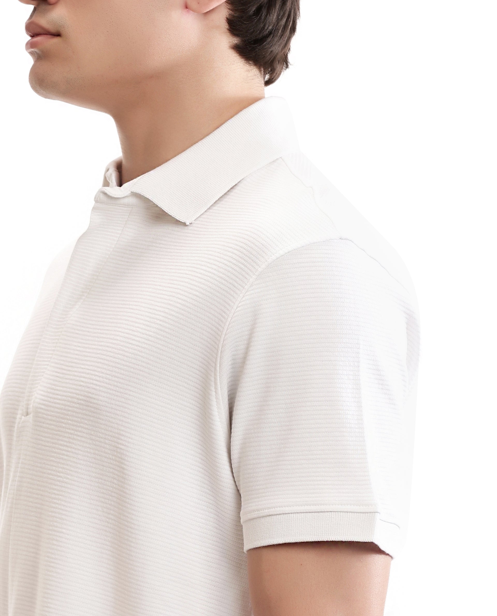Pure White Knitted Ottoman Polo with 7C Metal Zip