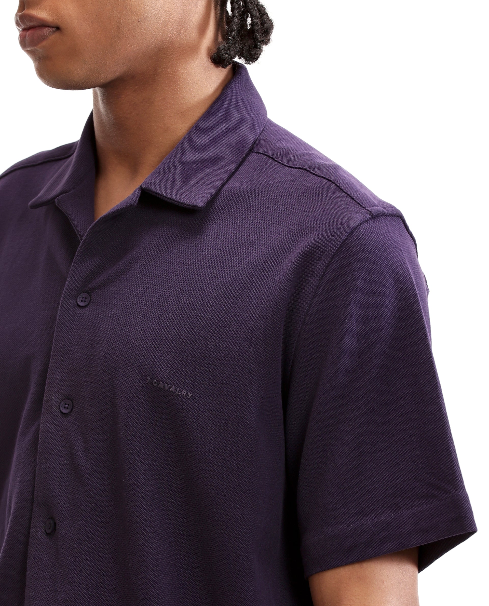 Deep Purple Pique Knit Shirt with HD Print