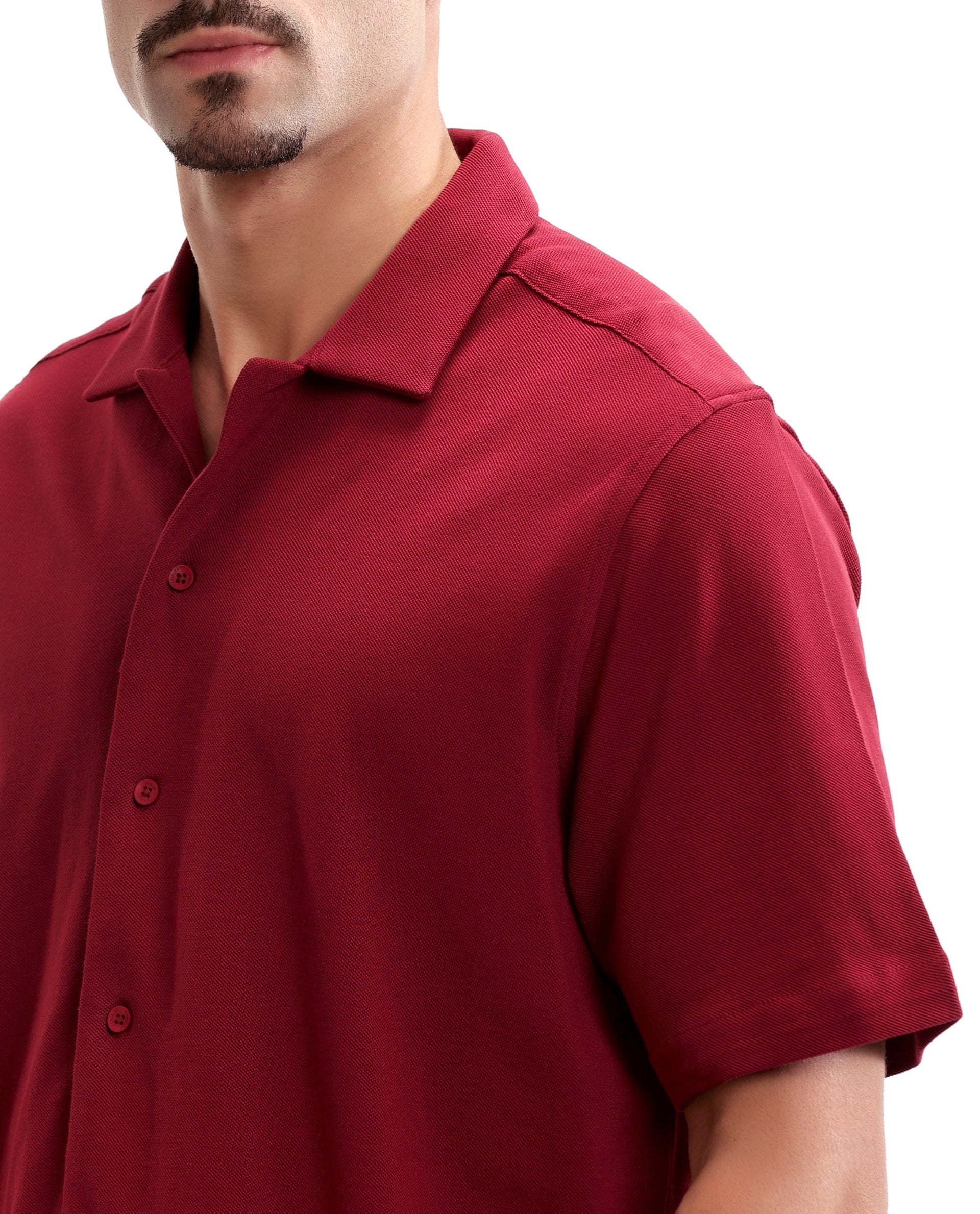 Bordeaux Maroon Pique Knit Shirt