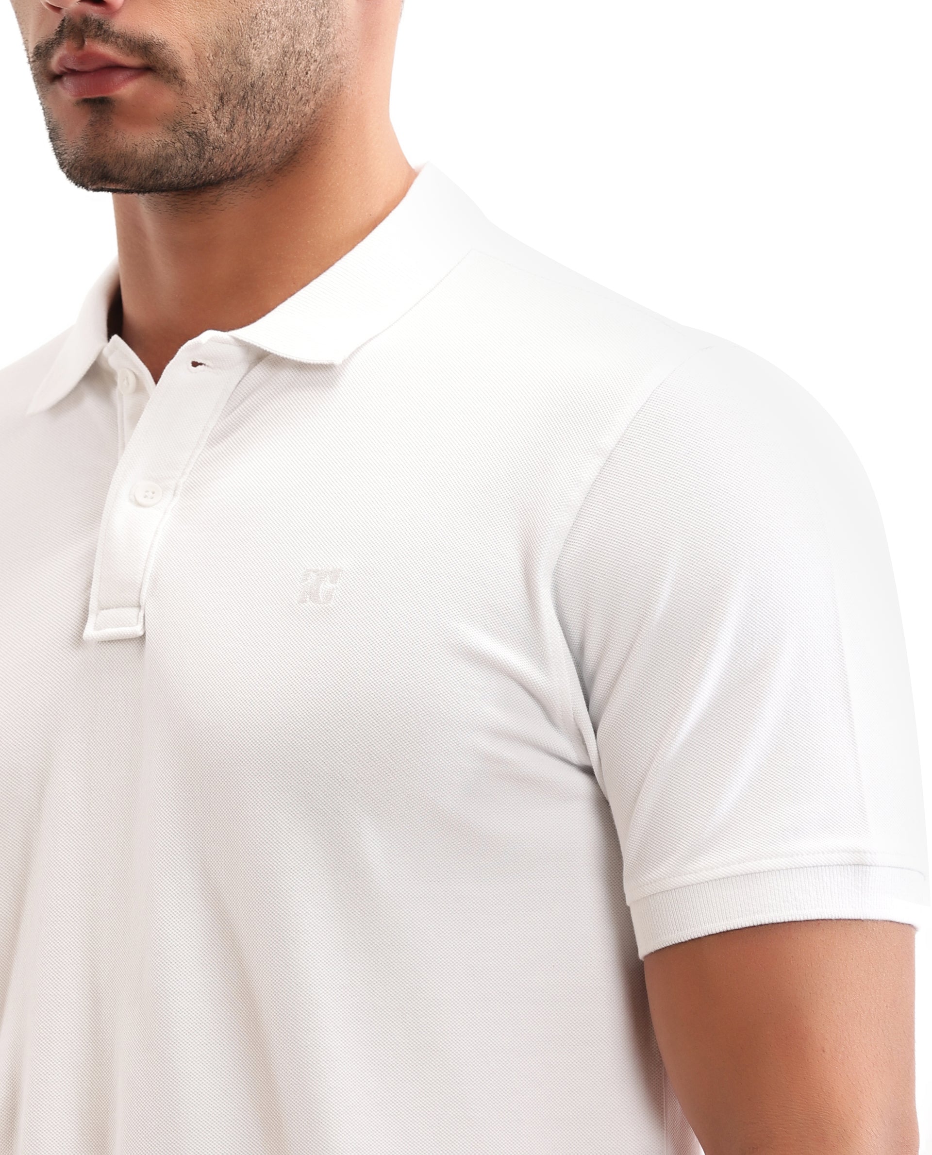 Pure White Pique Polo with Tone-on-Tone 7C Embroidery