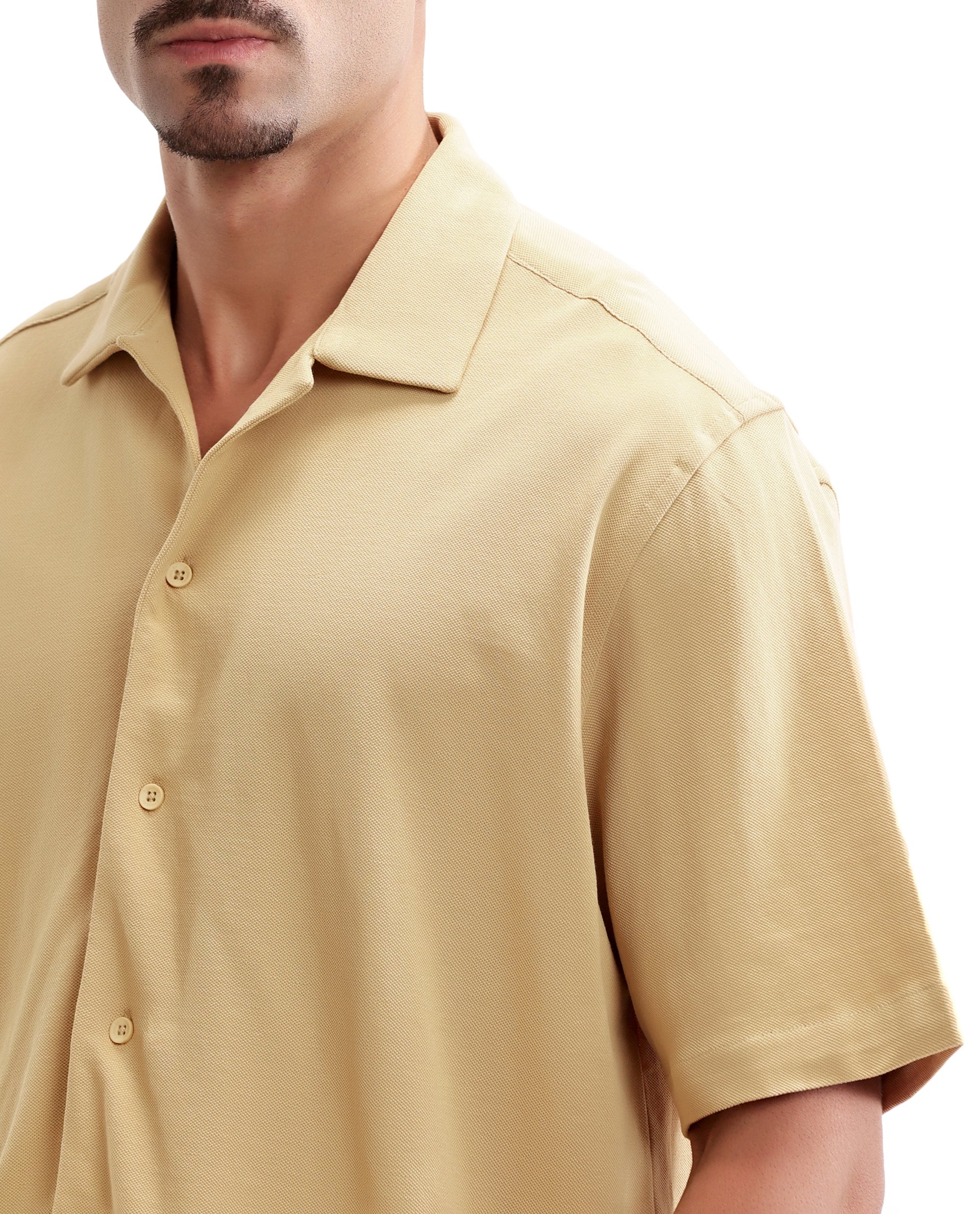 Camel Beige Pique Knit Shirt