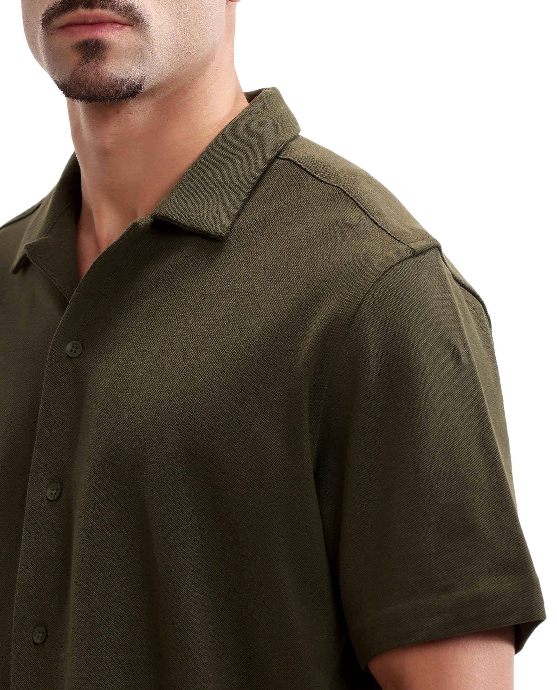 Vintage Olive Pique Knit Shirt