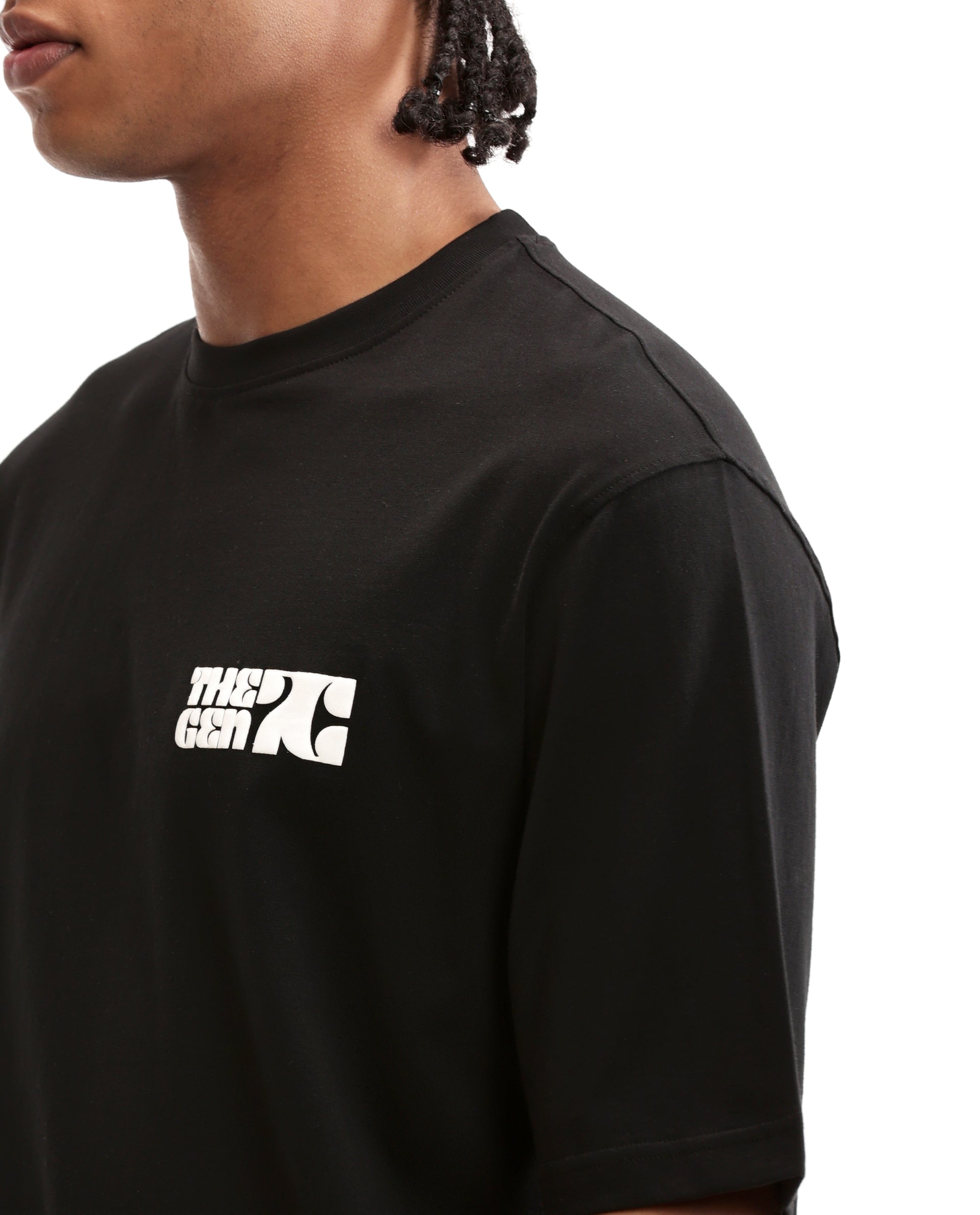 Charcoal Black Single Jersey Crew Neck Oversized T-Shirt with 7C Premium HD Print