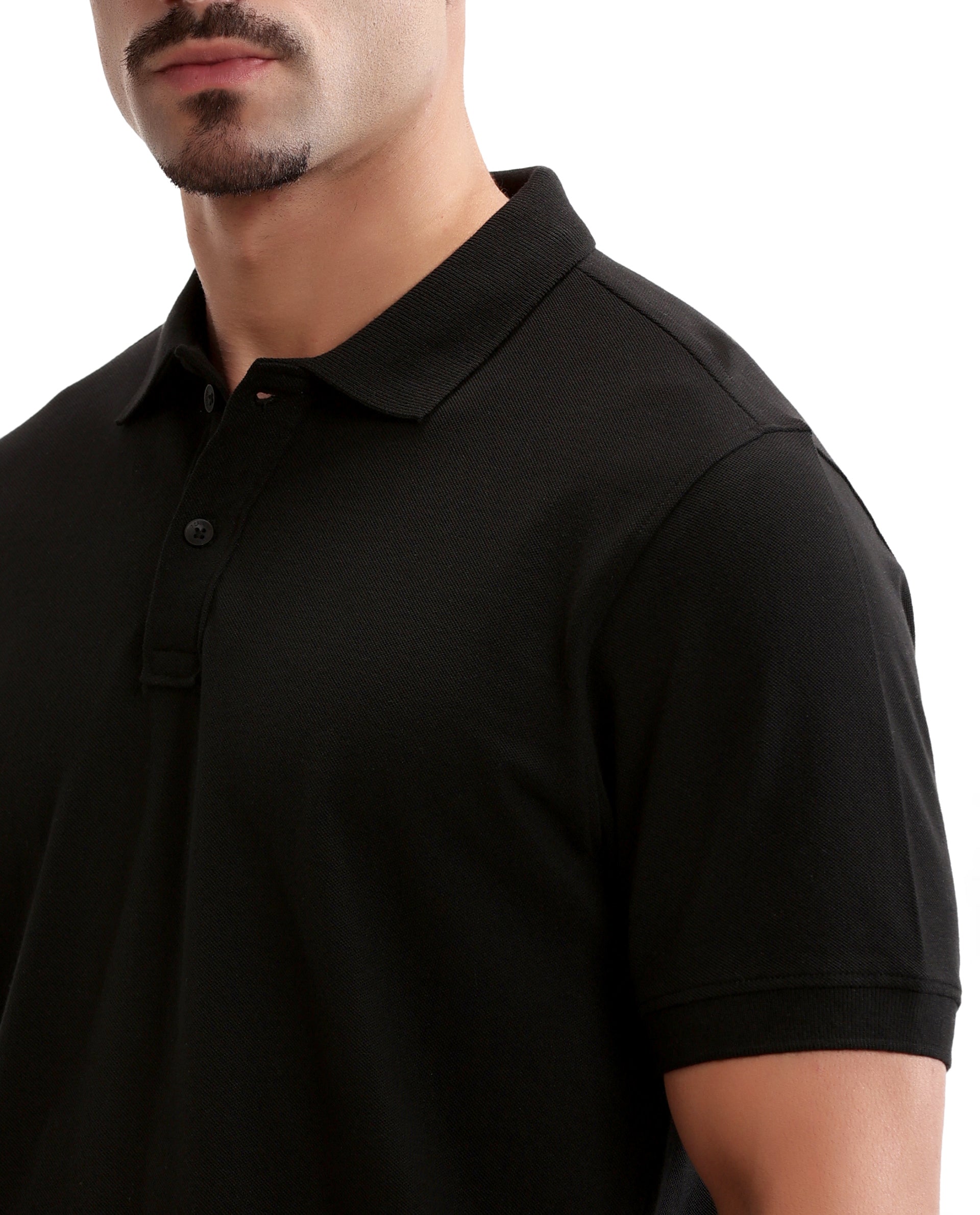 Charcoal Black Pique Polo