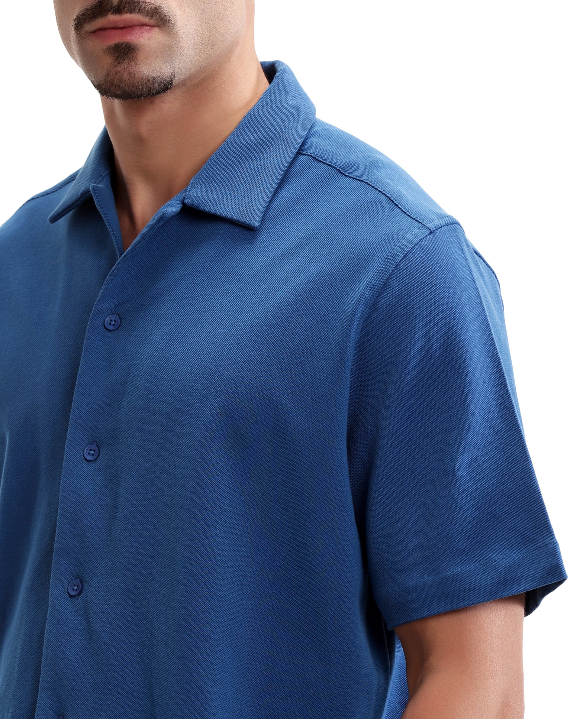Imperial Prussian Blue Pique Knit Shirt