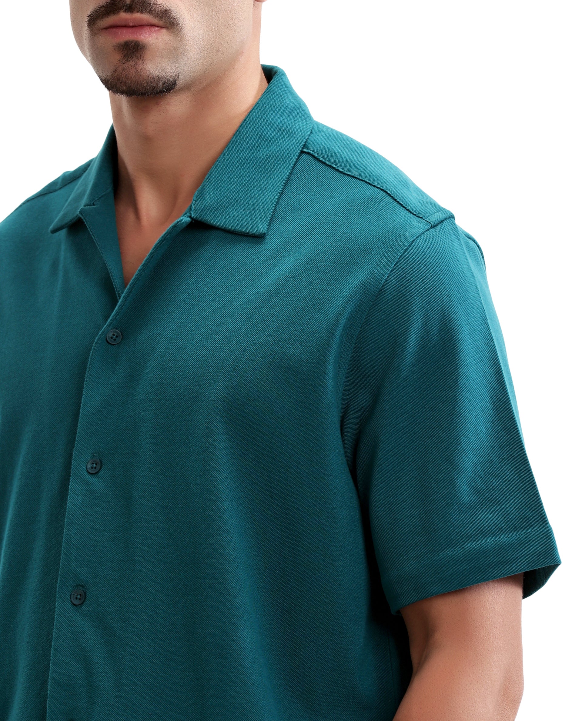 Ocean Teal Pique Knit Shirt