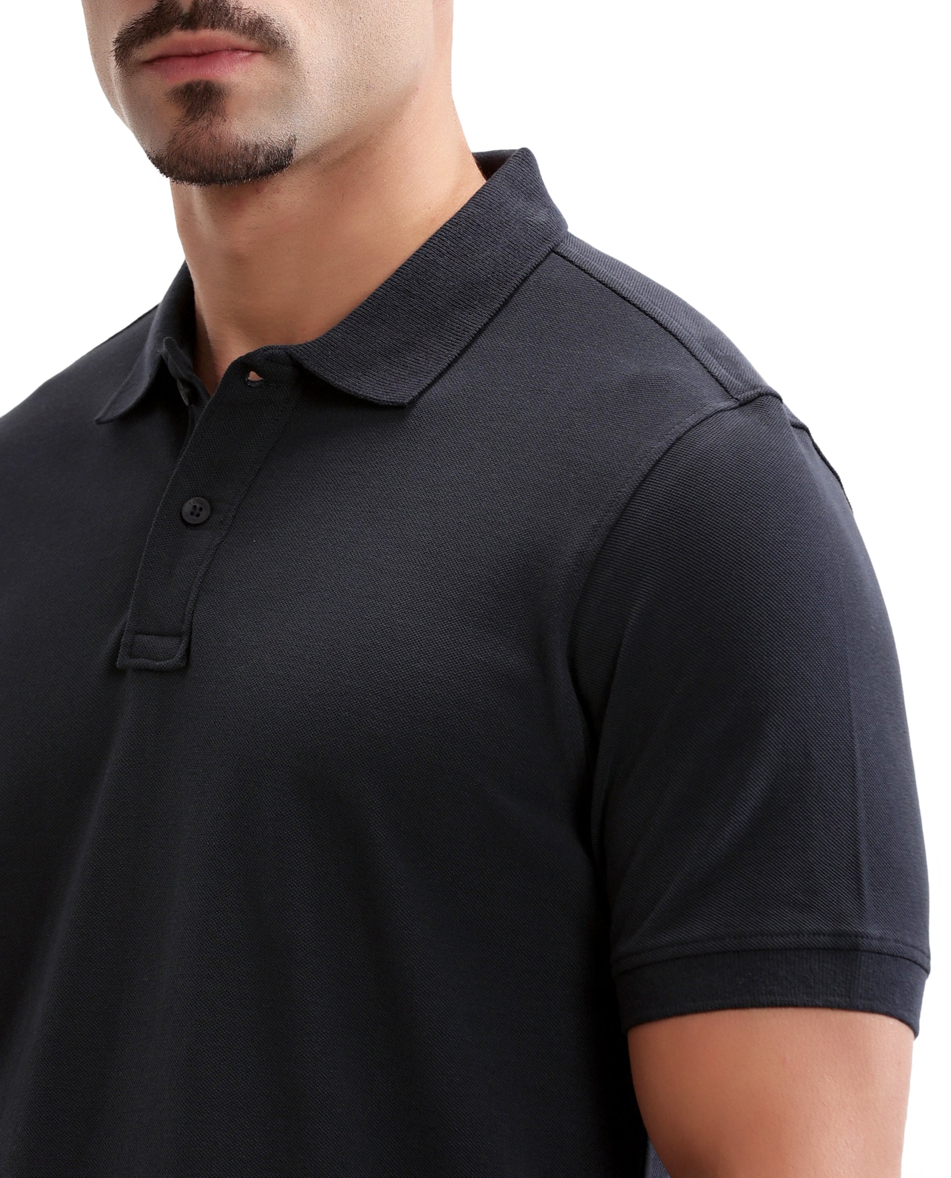 Midnight Navy Blue Pique Polo