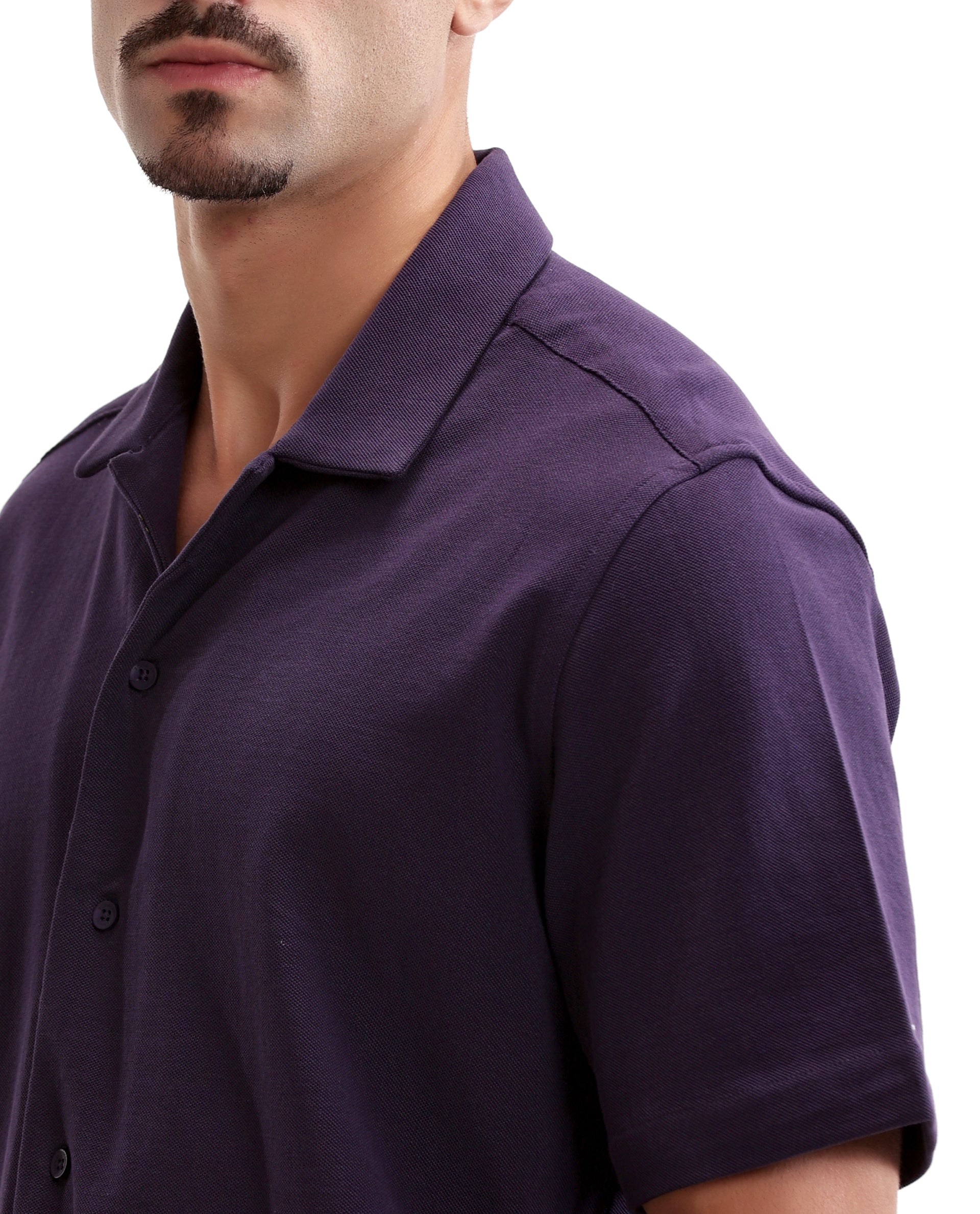 Deep Purple Pique Knit Shirt