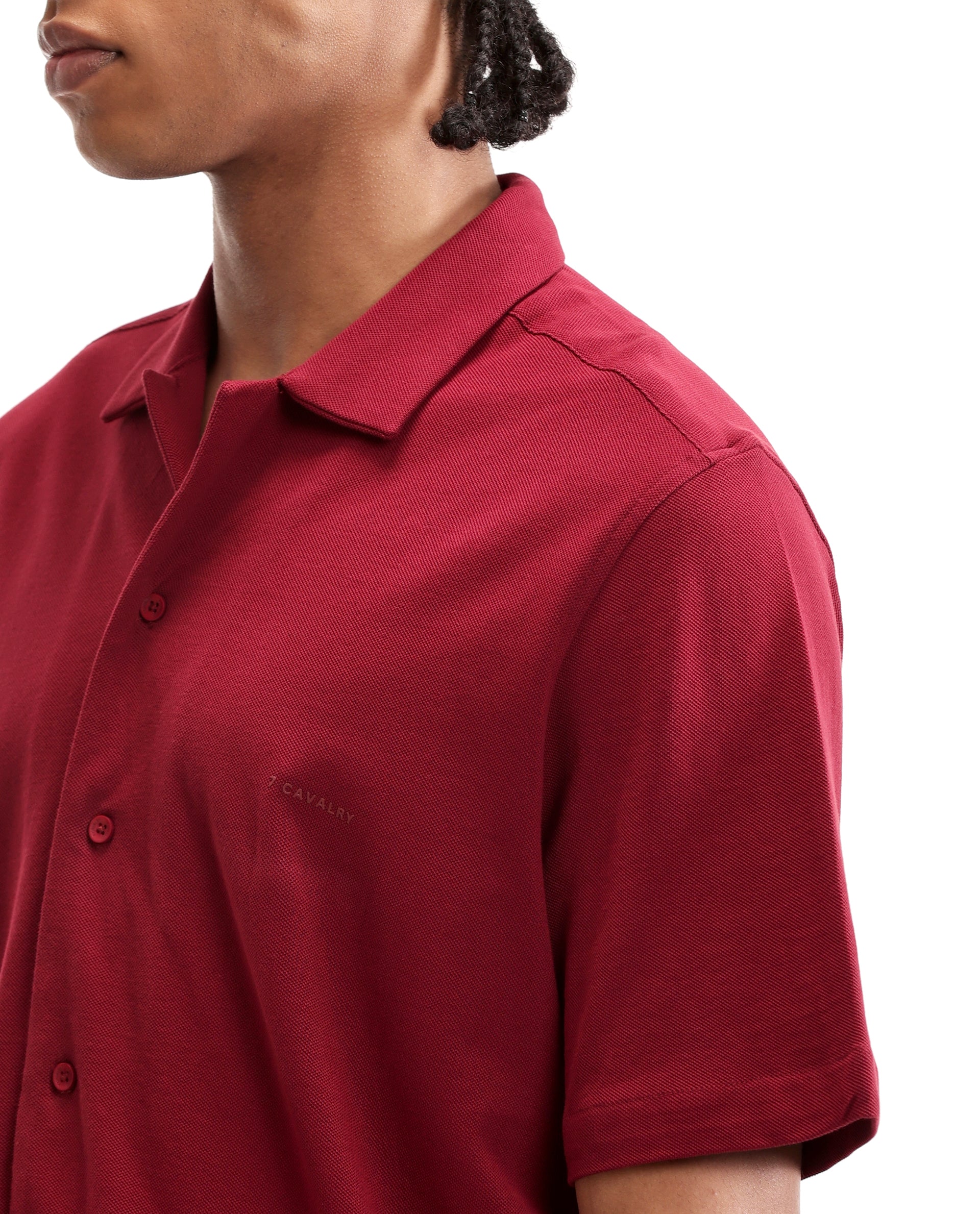 Bordeaux Maroon Pique Knit Shirt with HD Print