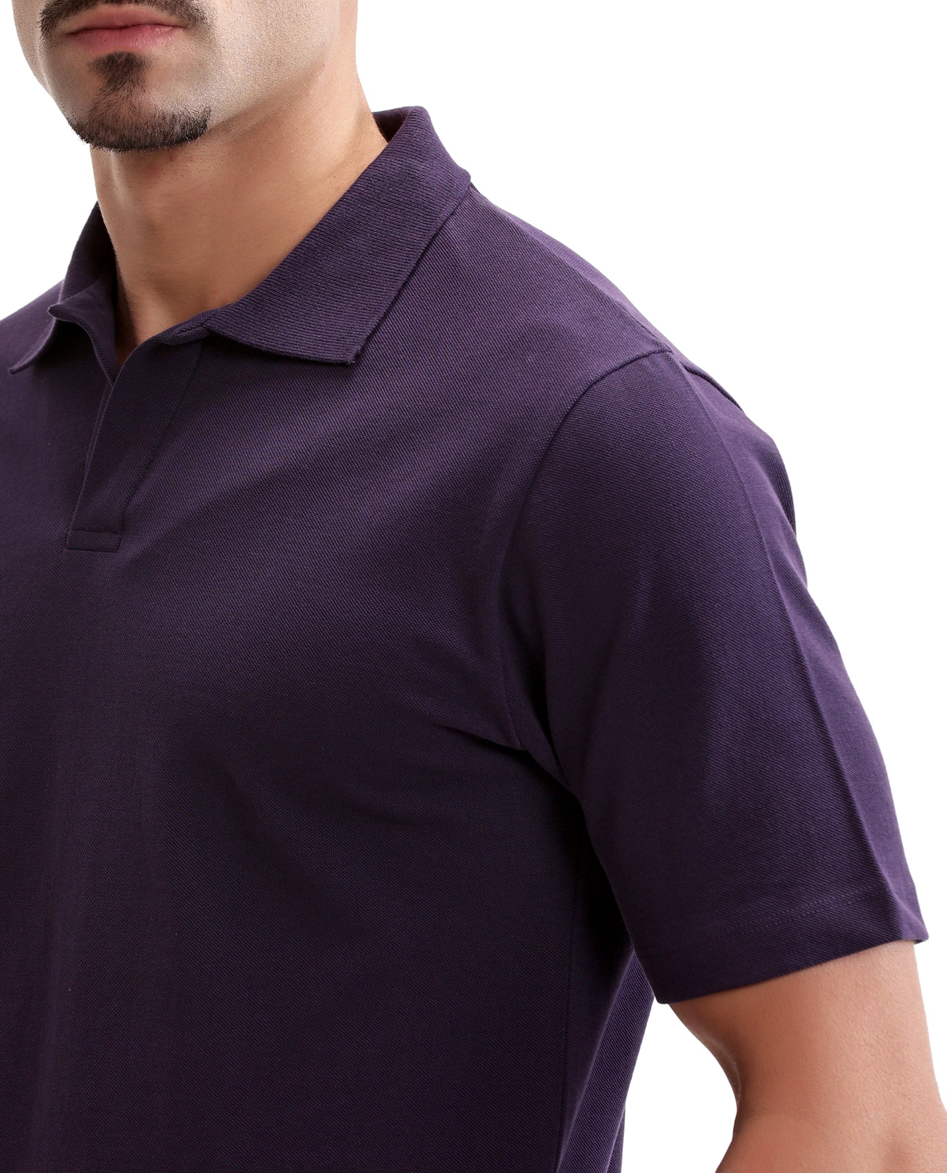 Deep Purple Pique Johnny Collar Polo