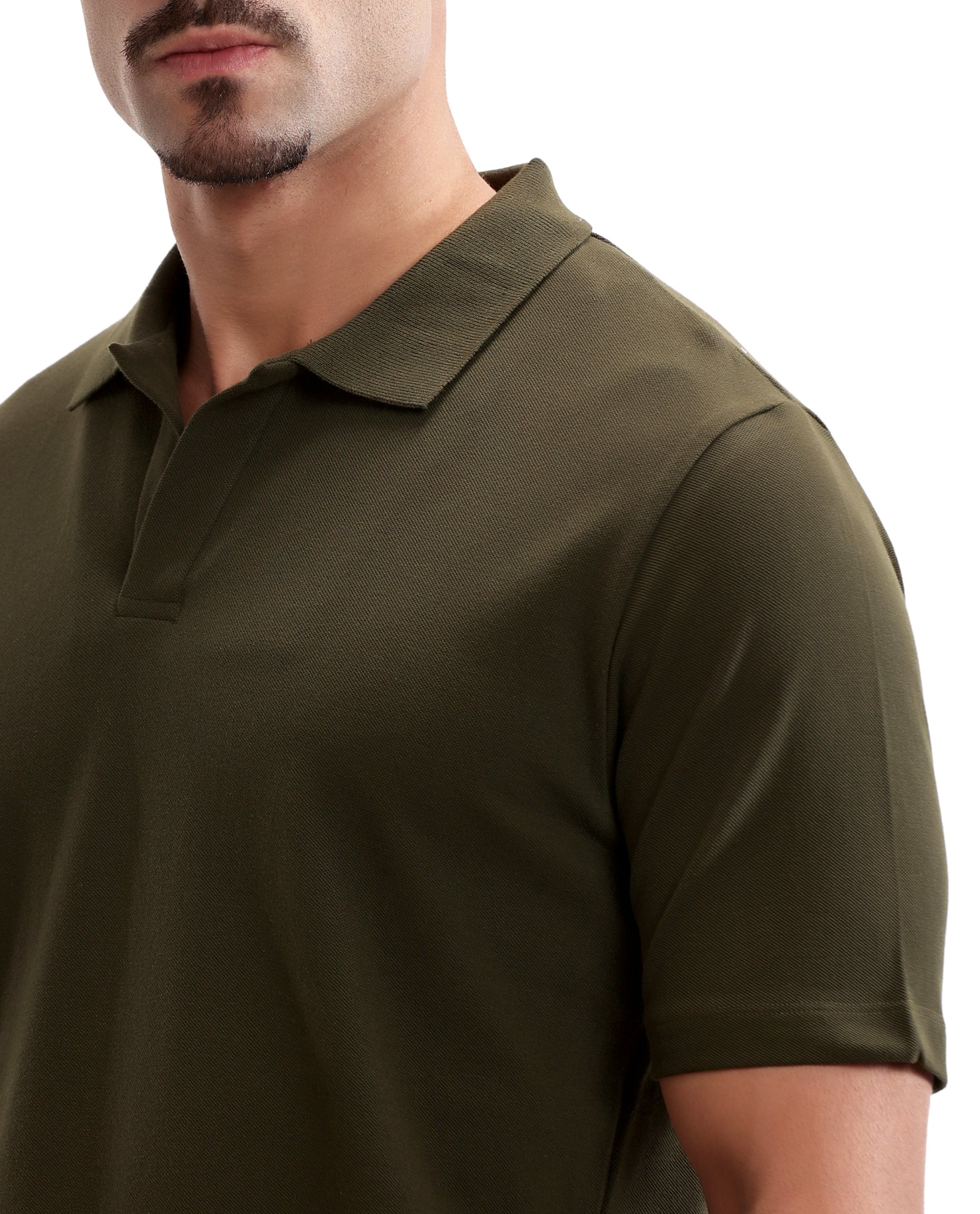 Vintage Olive Pique Johnny Collar Polo