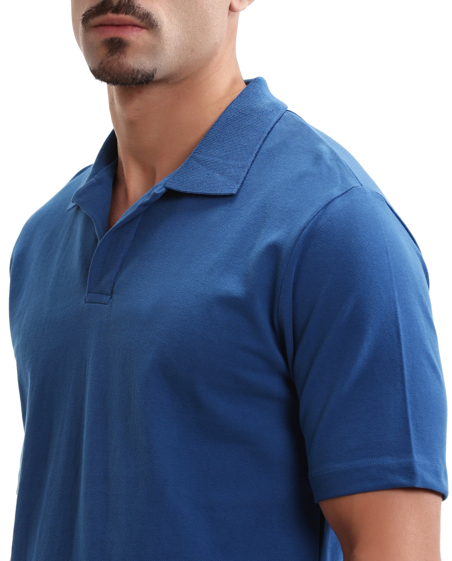 Imperial Prussian Blue Pique Johnny Collar Polo