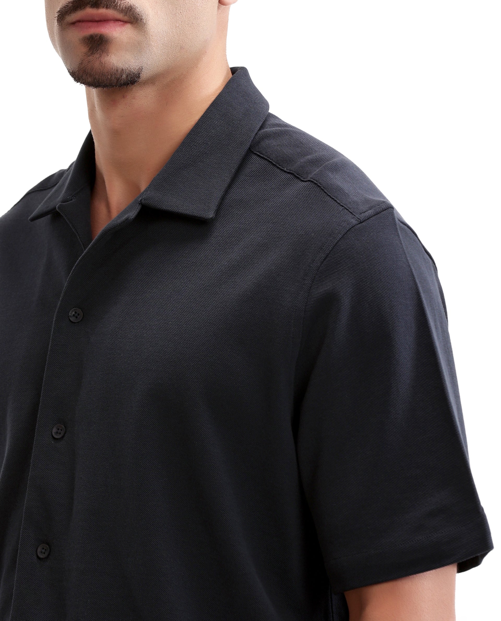 Midnight Navy Blue Pique Knit Shirt