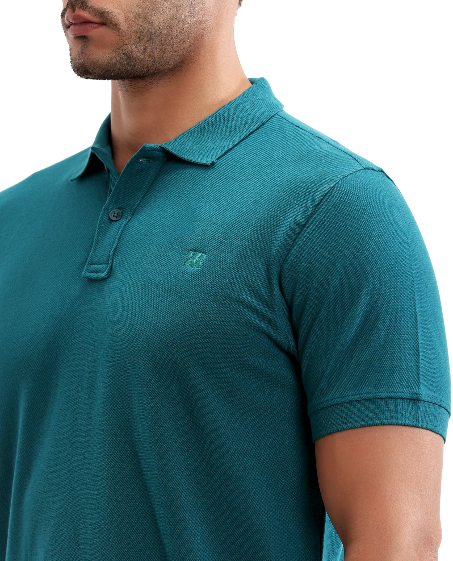 Ocean Teal Pique Polo with Tone-on-Tone 7C Embroidery
