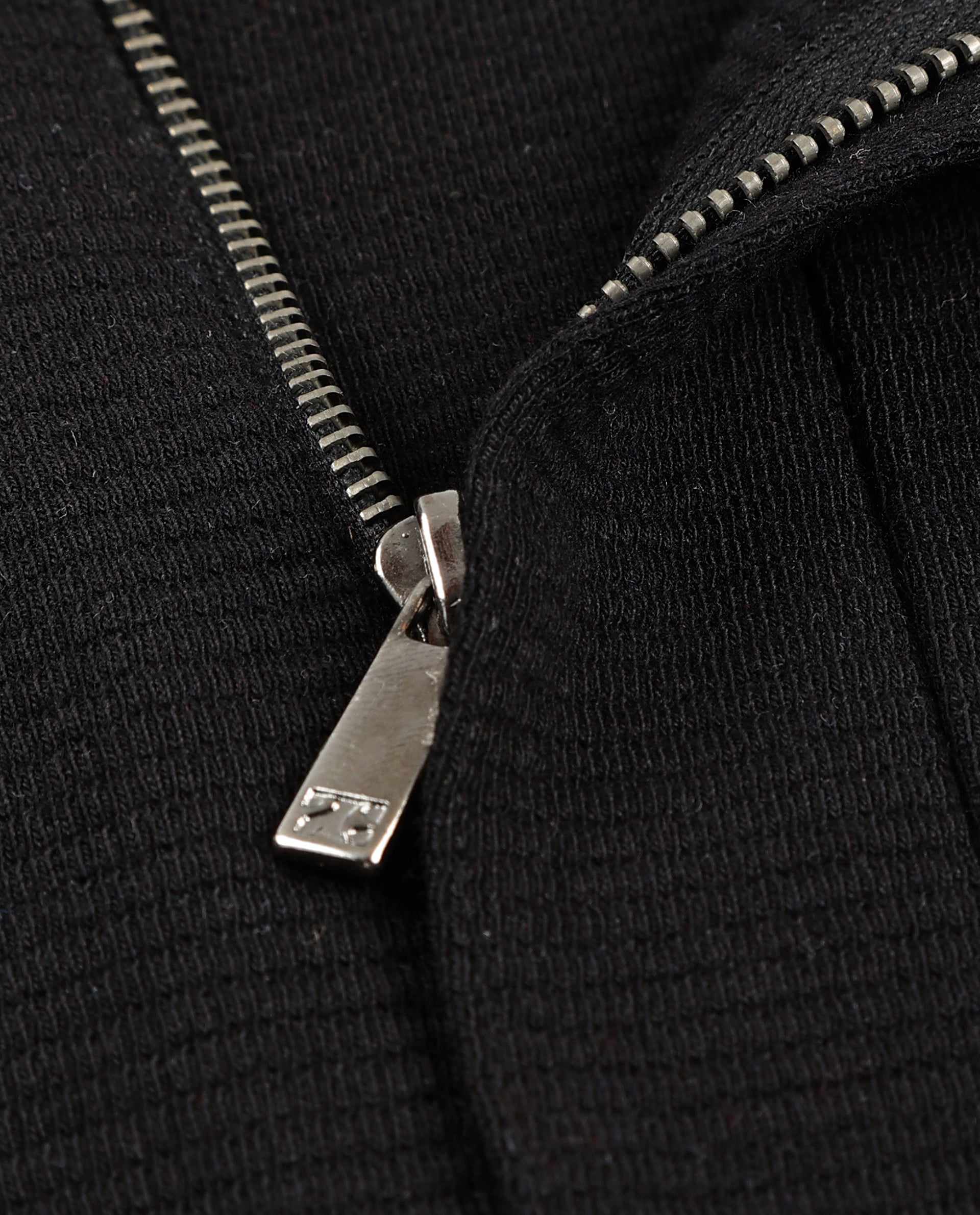 Charcoal Black Knitted Ottoman Polo with 7C Metal Zip
