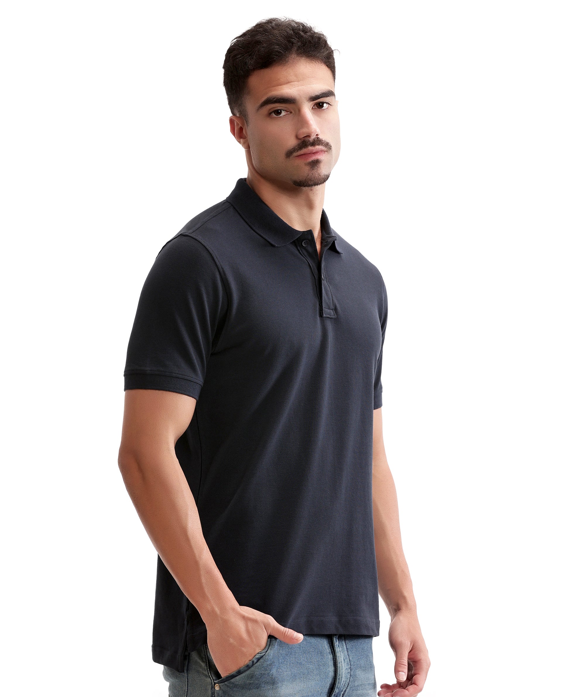 Midnight Navy Blue Pique Polo