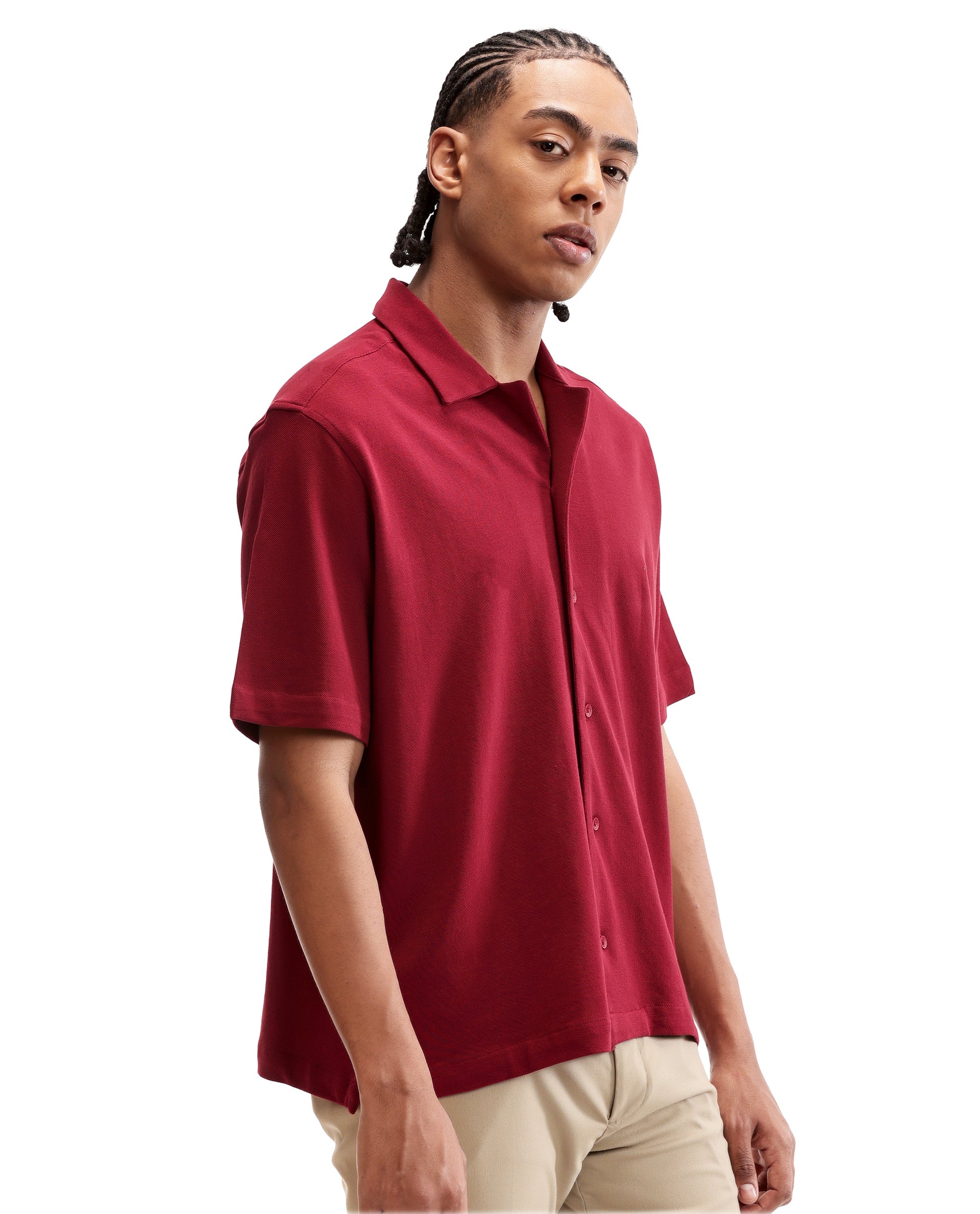 Bordeaux Maroon Pique Knit Shirt with HD Print