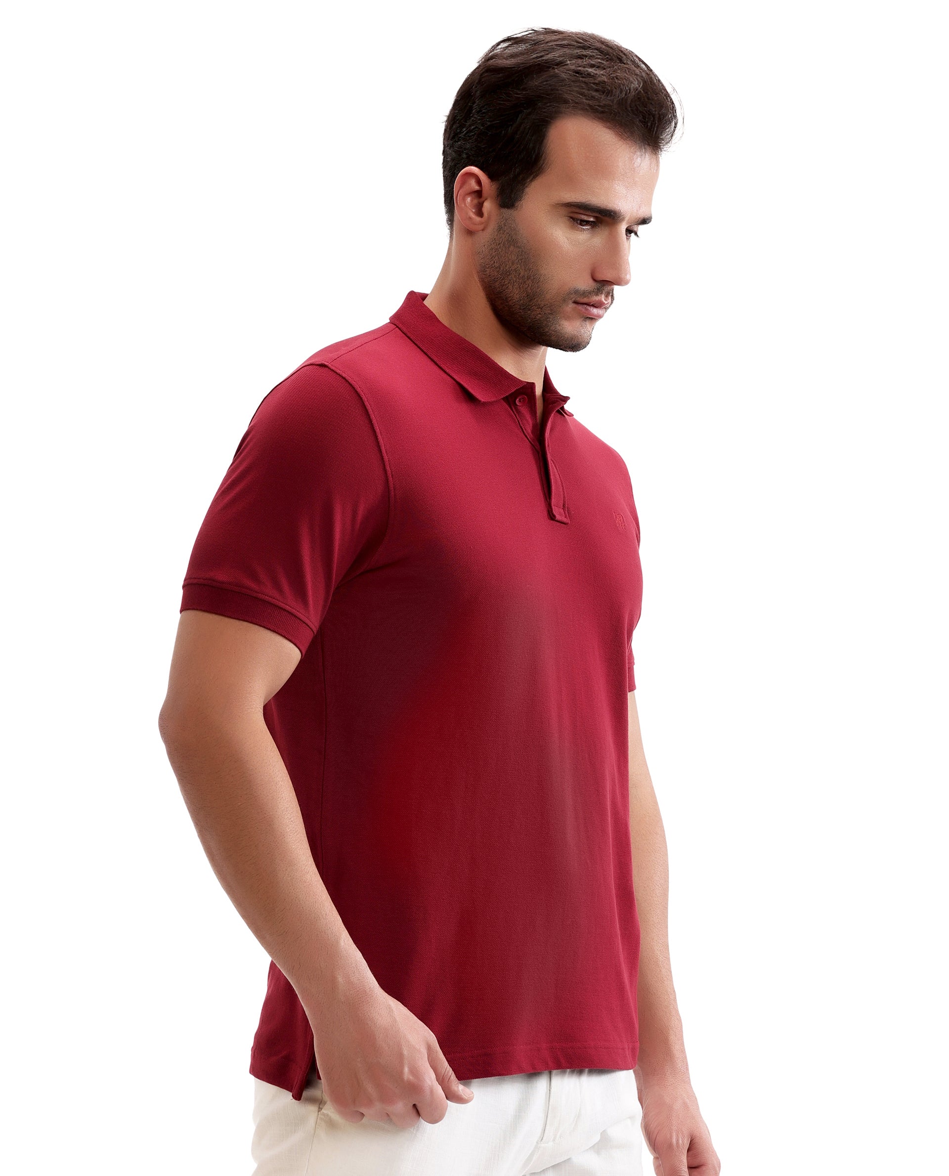 Bordeaux Maroon Pique Polo with Tone-on-Tone 7C Embroidery