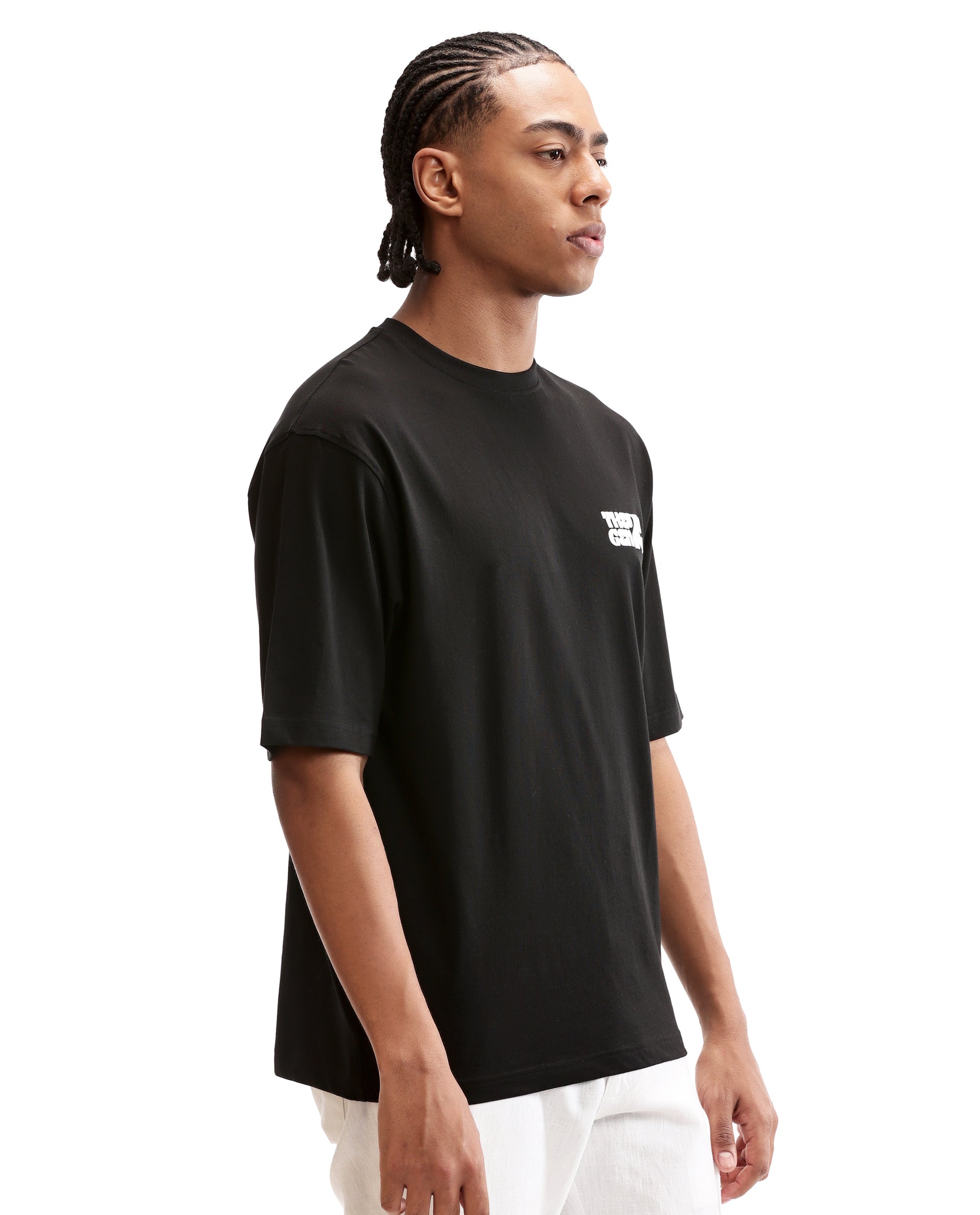Charcoal Black Single Jersey Crew Neck Oversized T-Shirt with 7C Premium HD Print