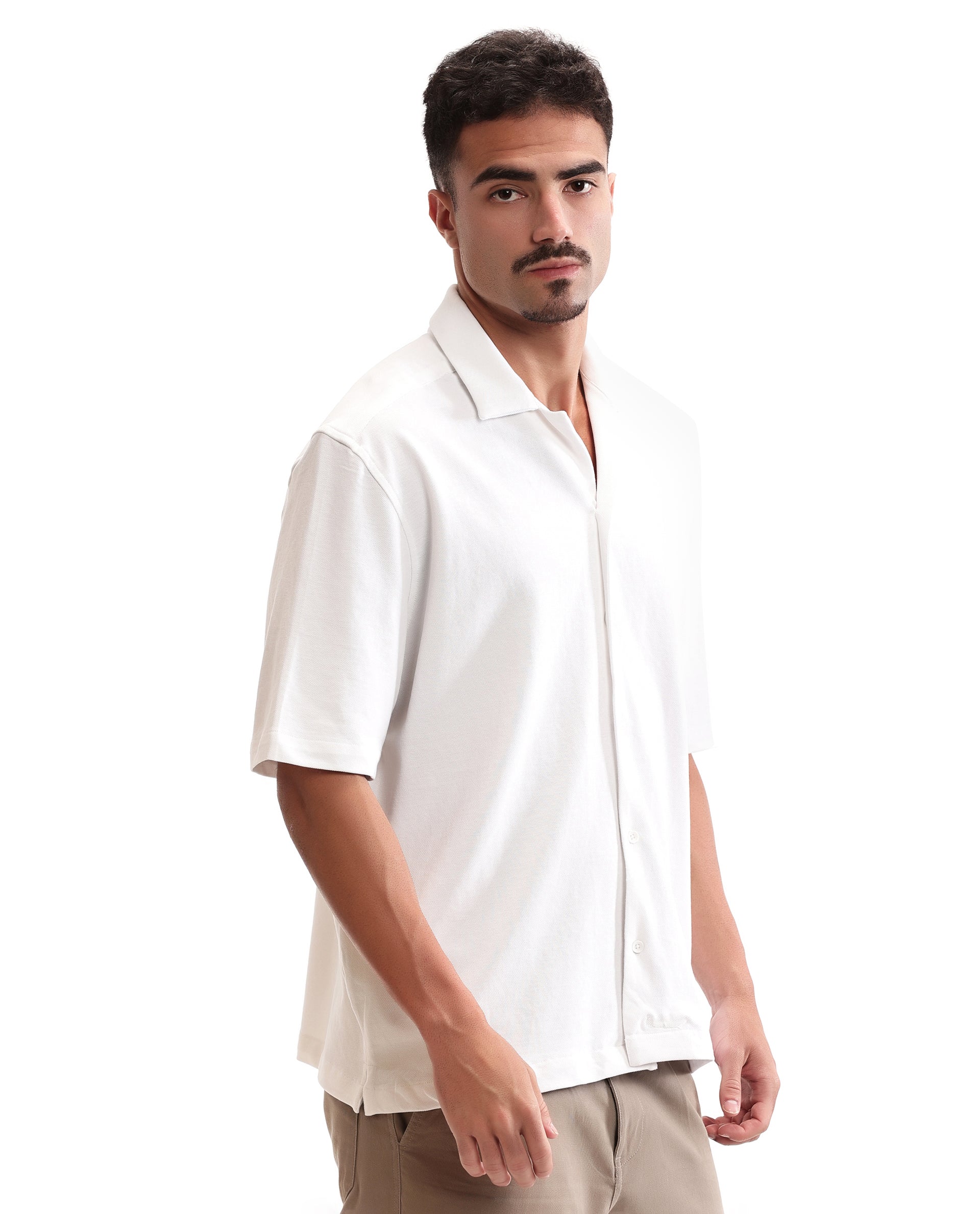Pure White Pique Knit Shirt
