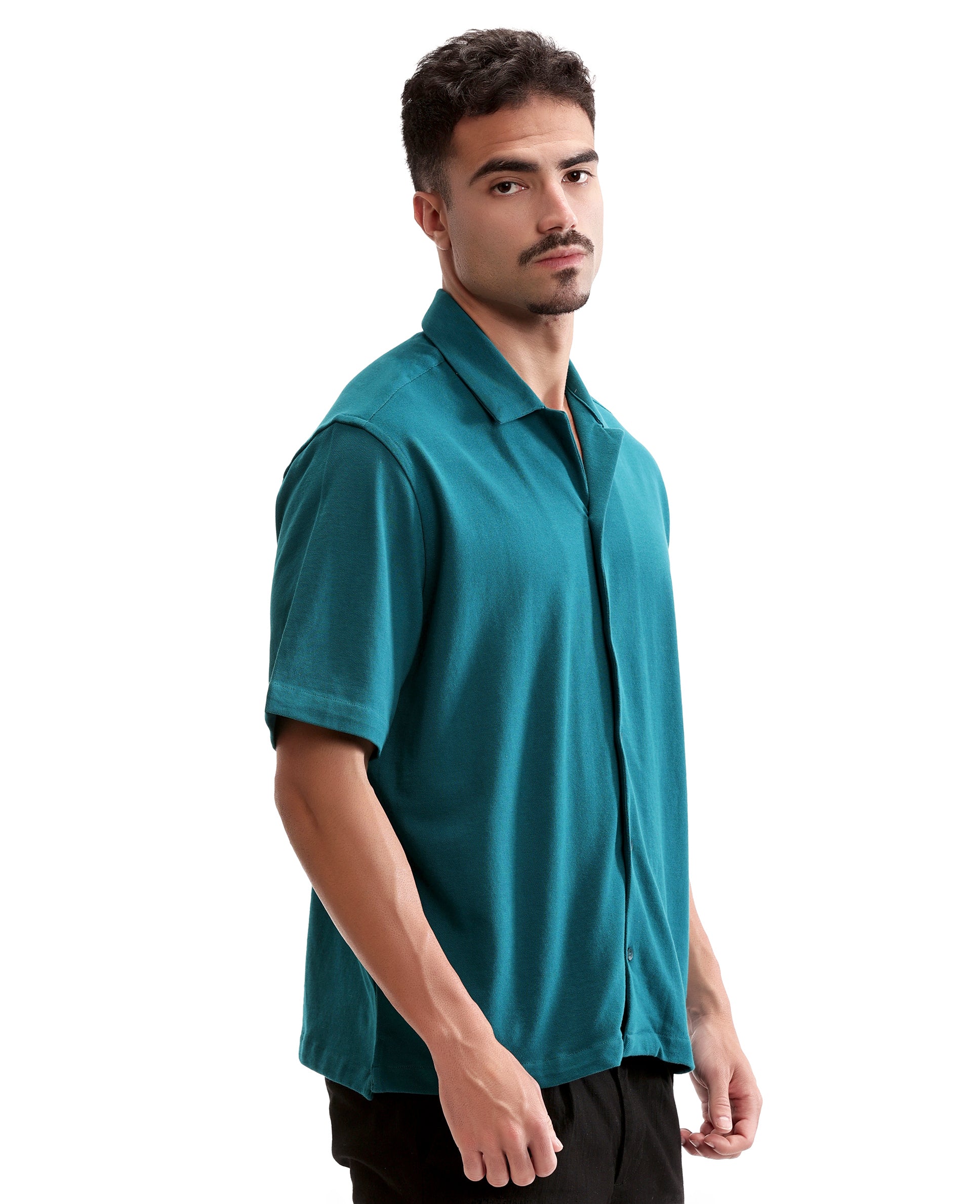 Ocean Teal Pique Knit Shirt