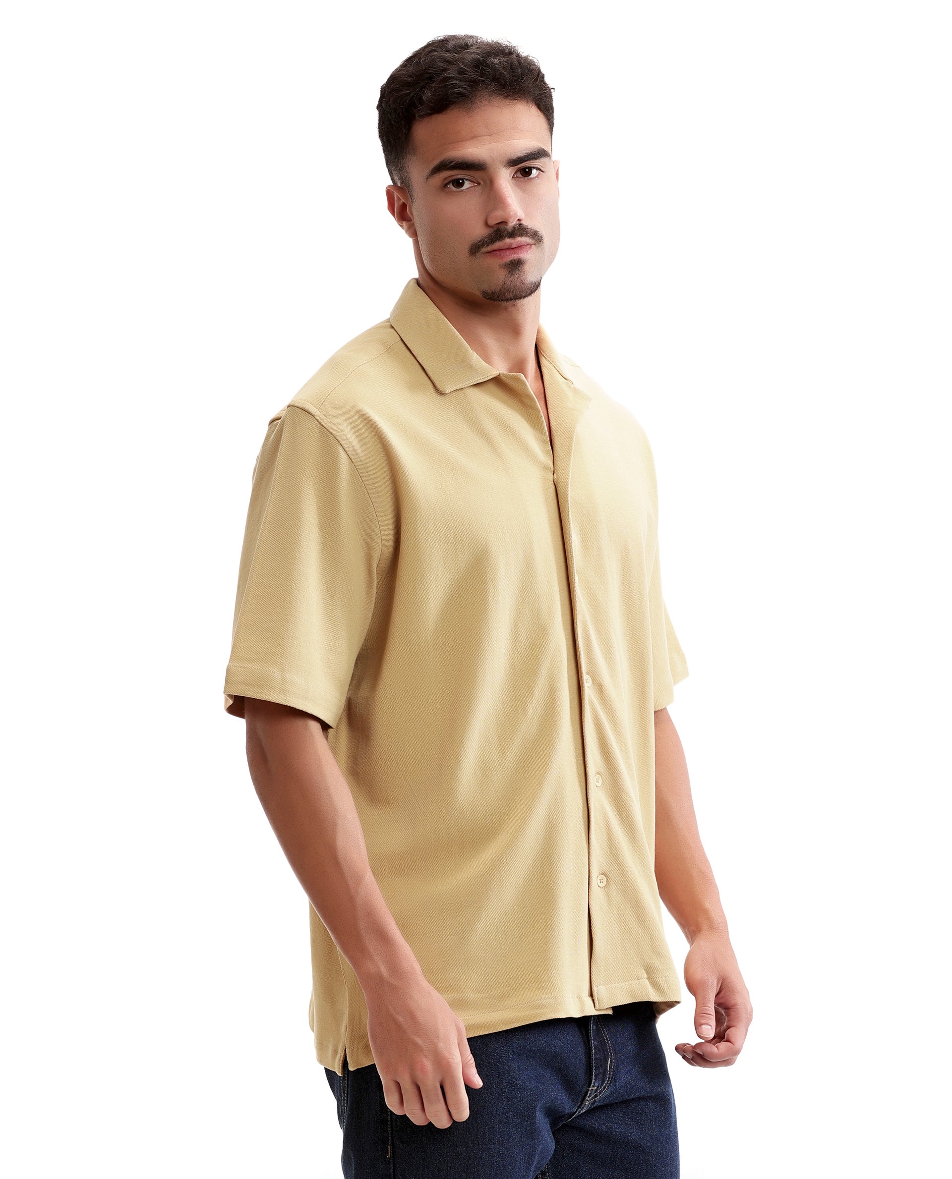 Camel Beige Pique Knit Shirt