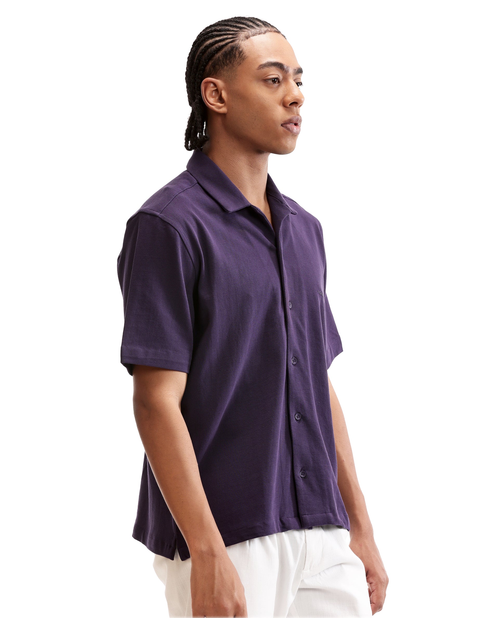 Deep Purple Pique Knit Shirt with HD Print