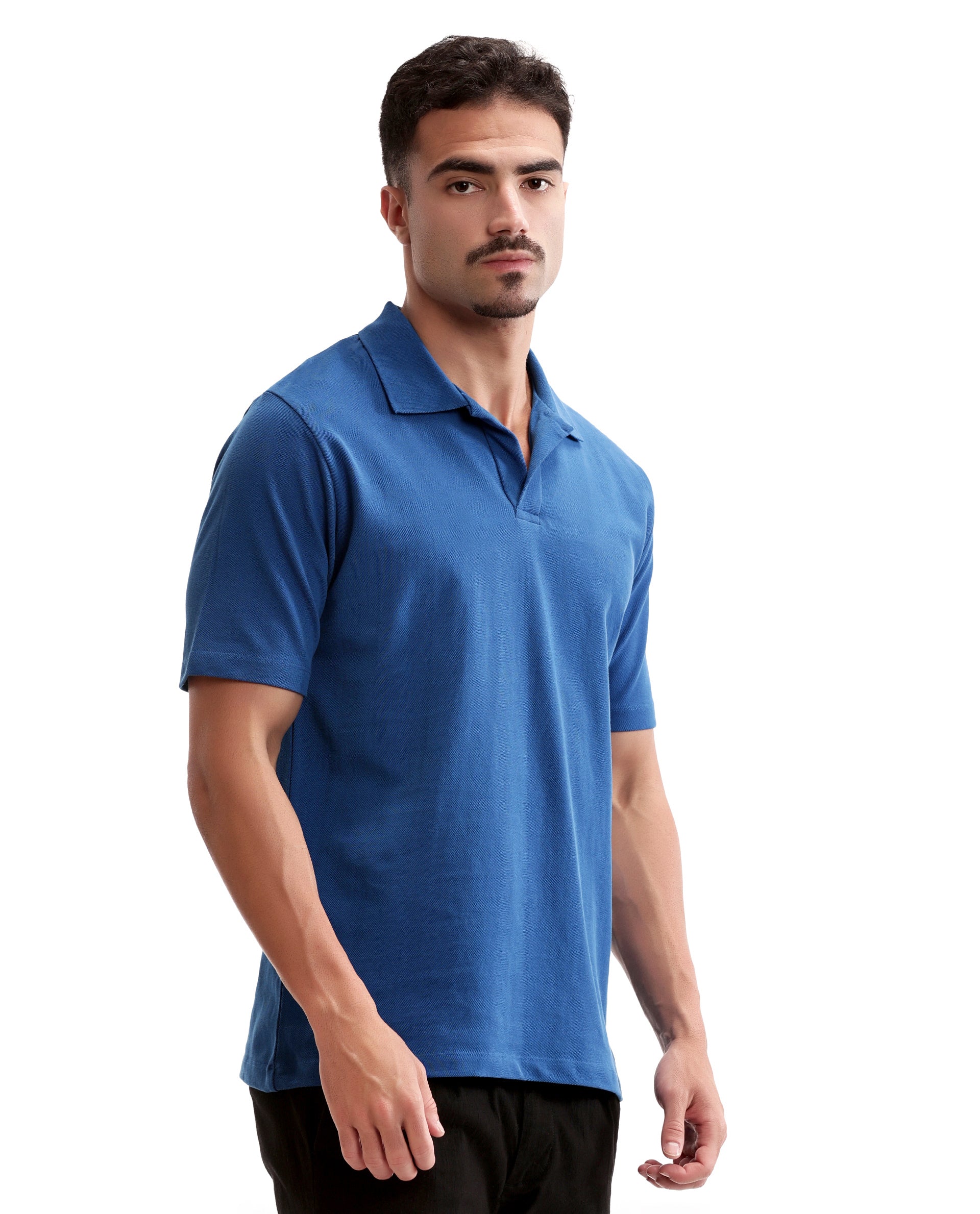 Imperial Prussian Blue Pique Johnny Collar Polo