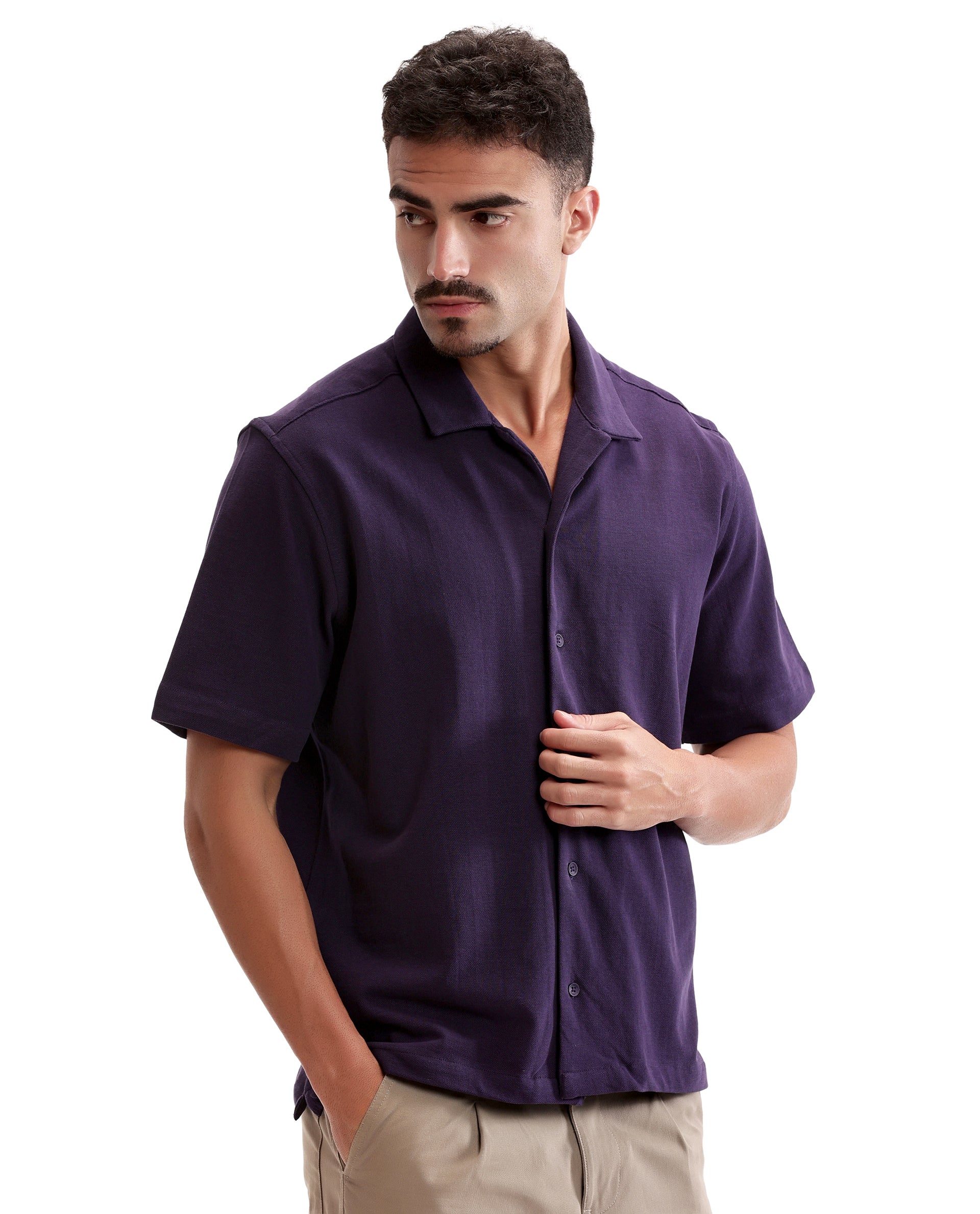Deep Purple Pique Knit Shirt