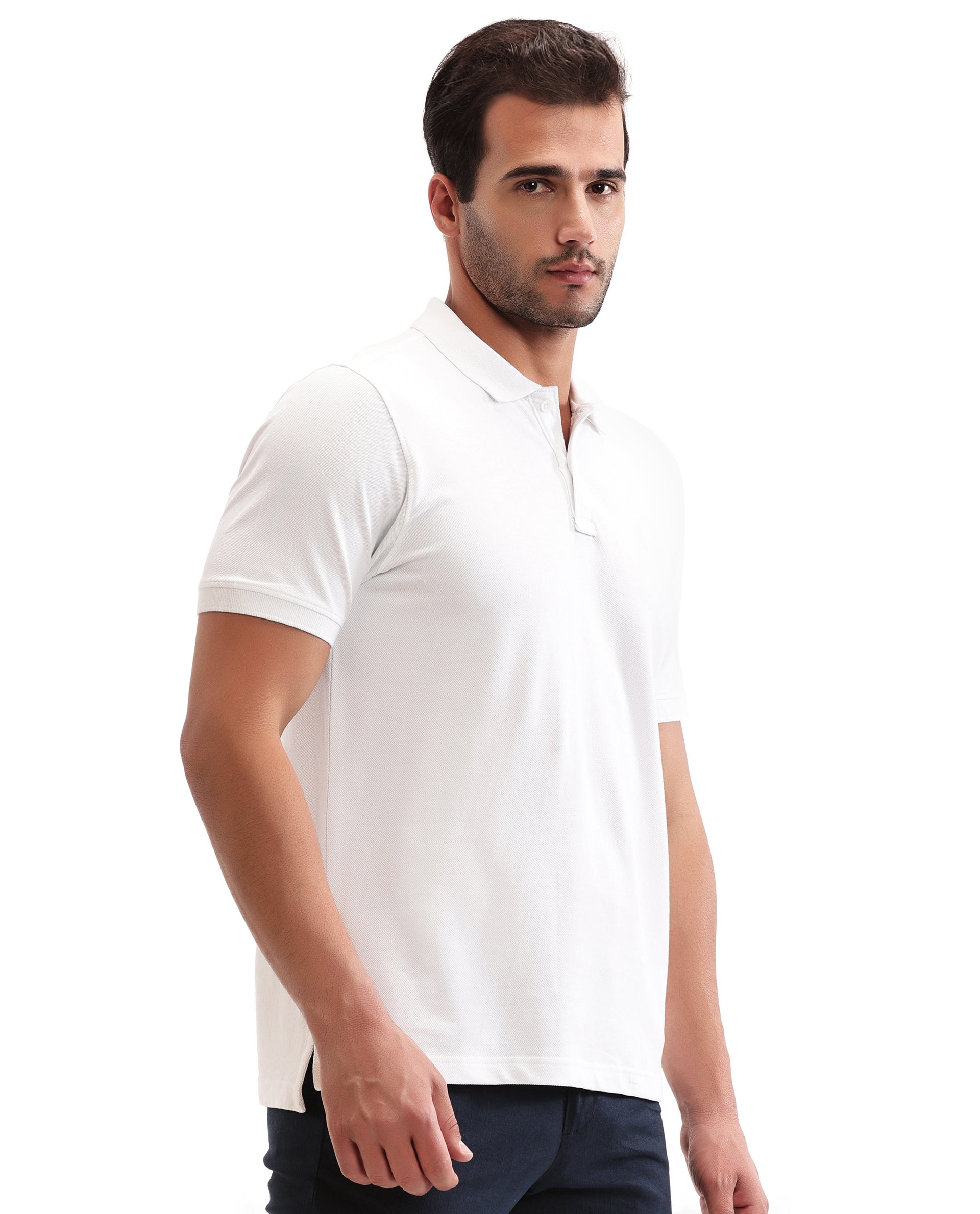 Pure White Pique Polo with Tone-on-Tone 7C Embroidery