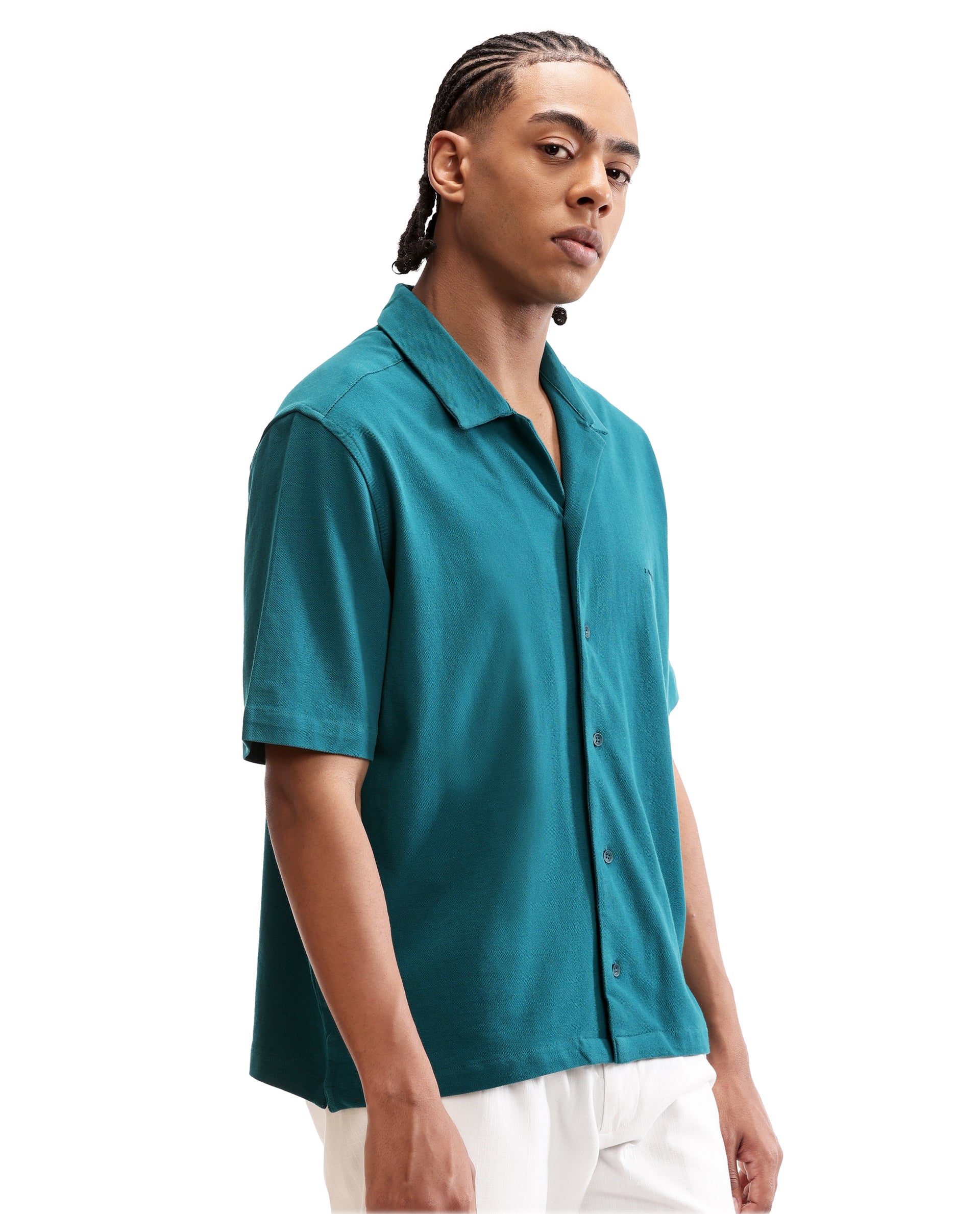 Ocean Teal Pique Knit Shirt with HD Print