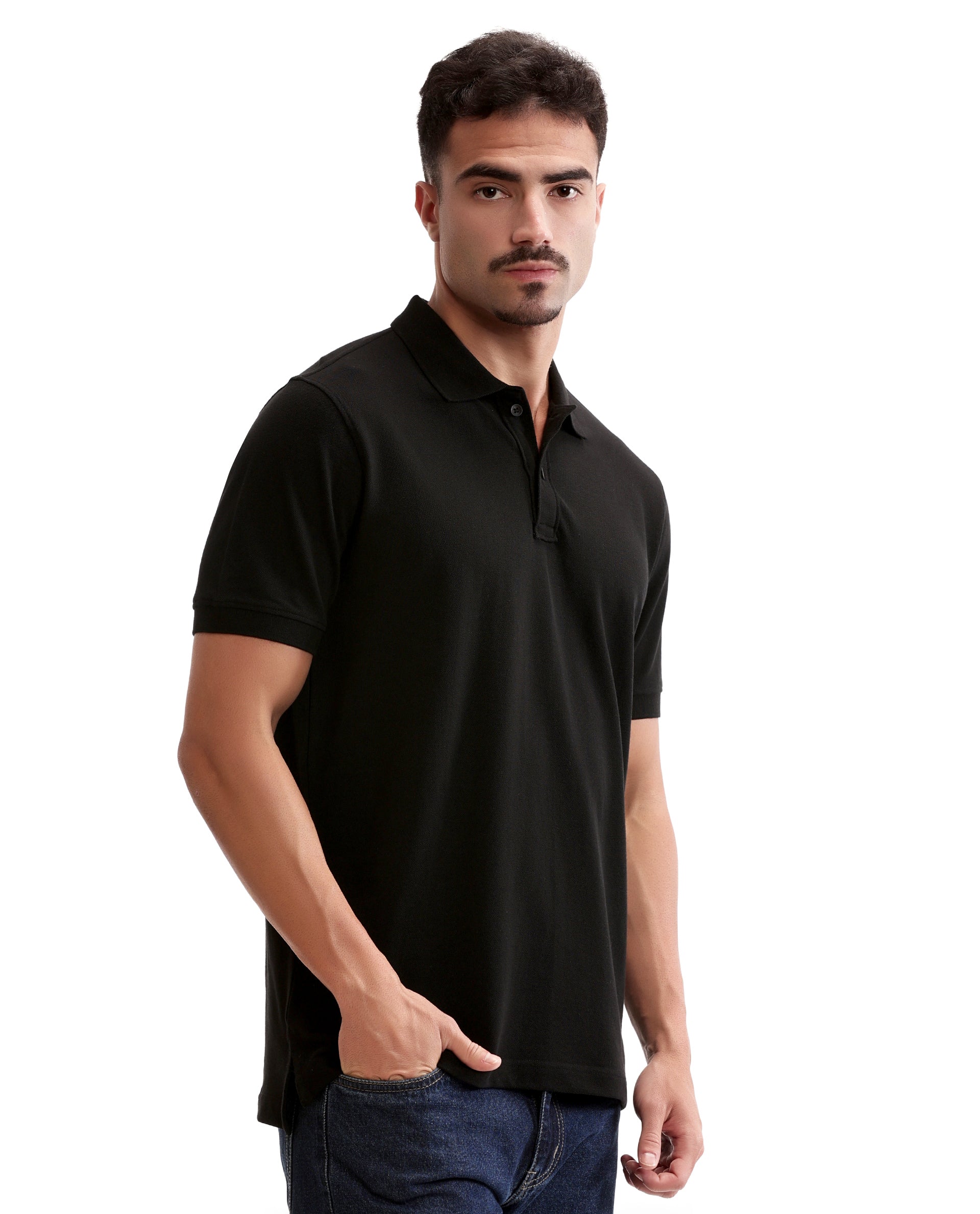 Charcoal Black Pique Polo