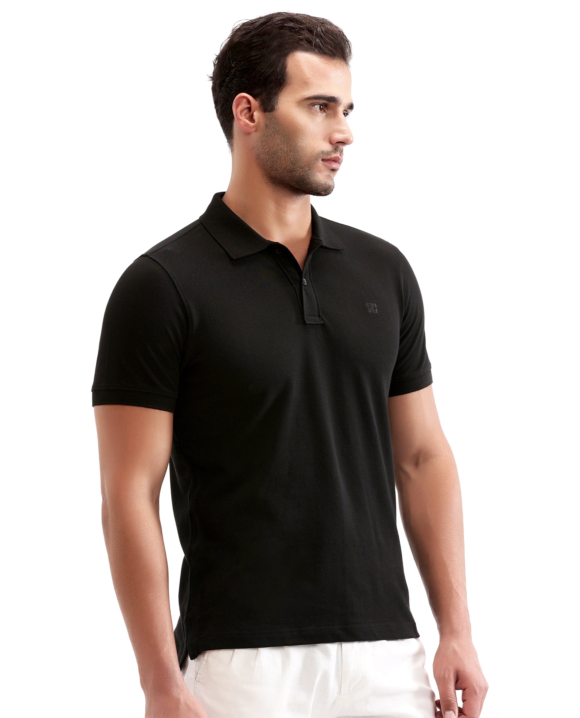 Charcoal Black Pique Polo with Tone-on-Tone 7C Embroidery
