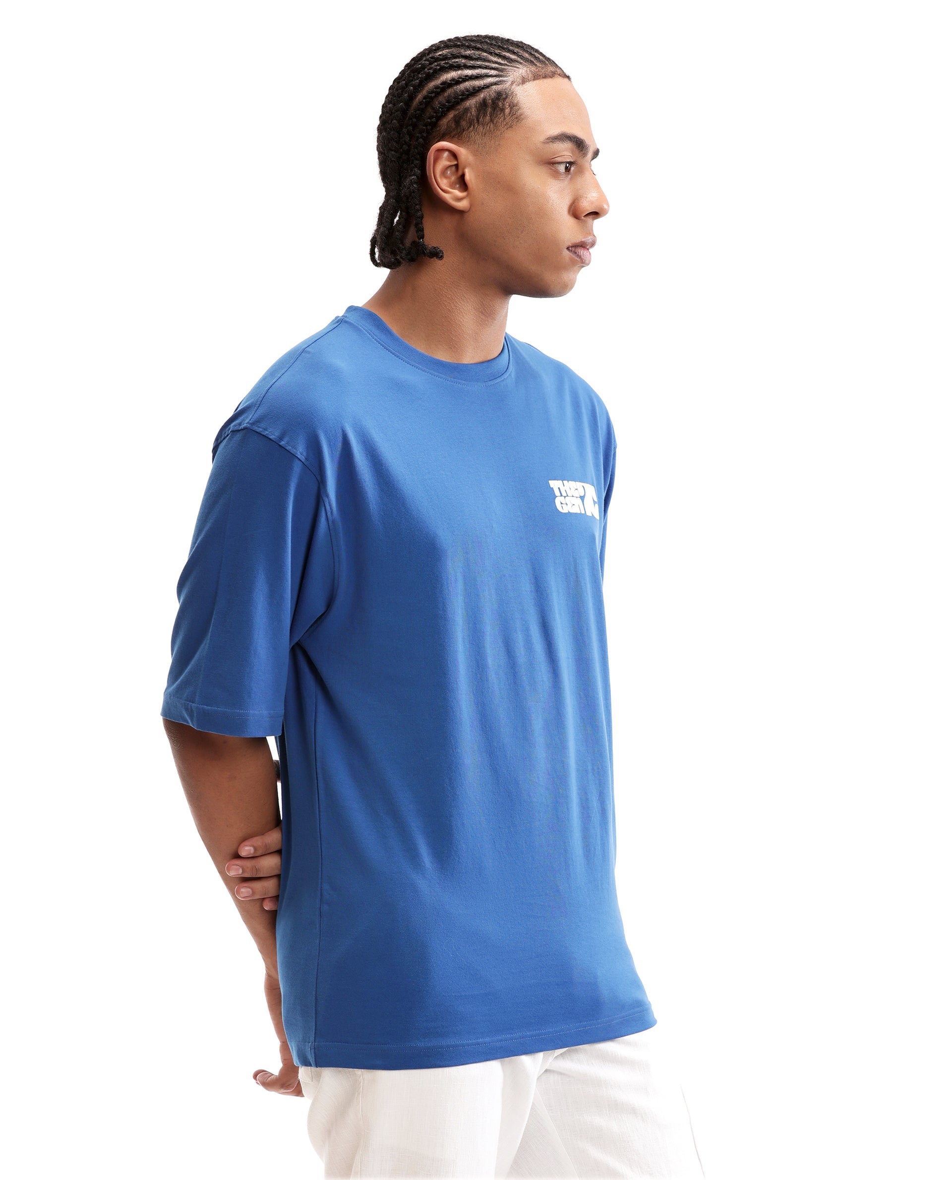 Imperial Prussian Blue Single Jersey Crew Neck Oversized T-Shirt with 7C Premium HD Print
