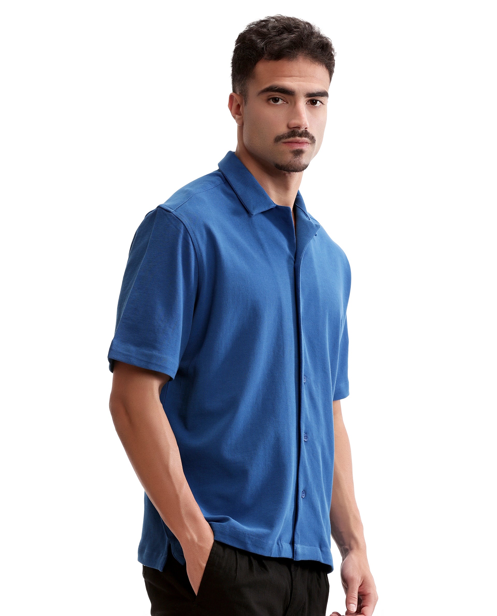 Imperial Prussian Blue Pique Knit Shirt